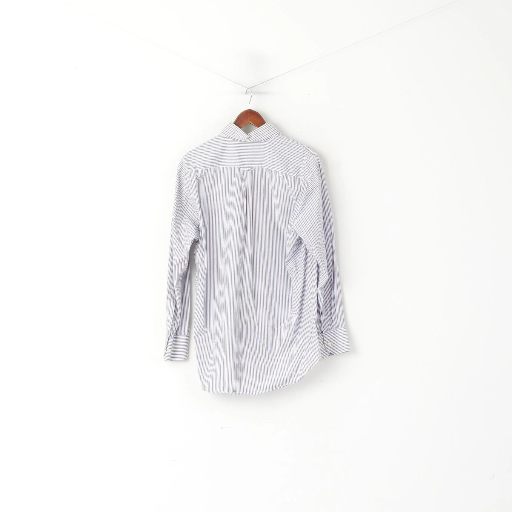 Gant Men M Casual Shirt White Blue Striped Cotton Key West Poplin Long Sleeve Top - Image 7