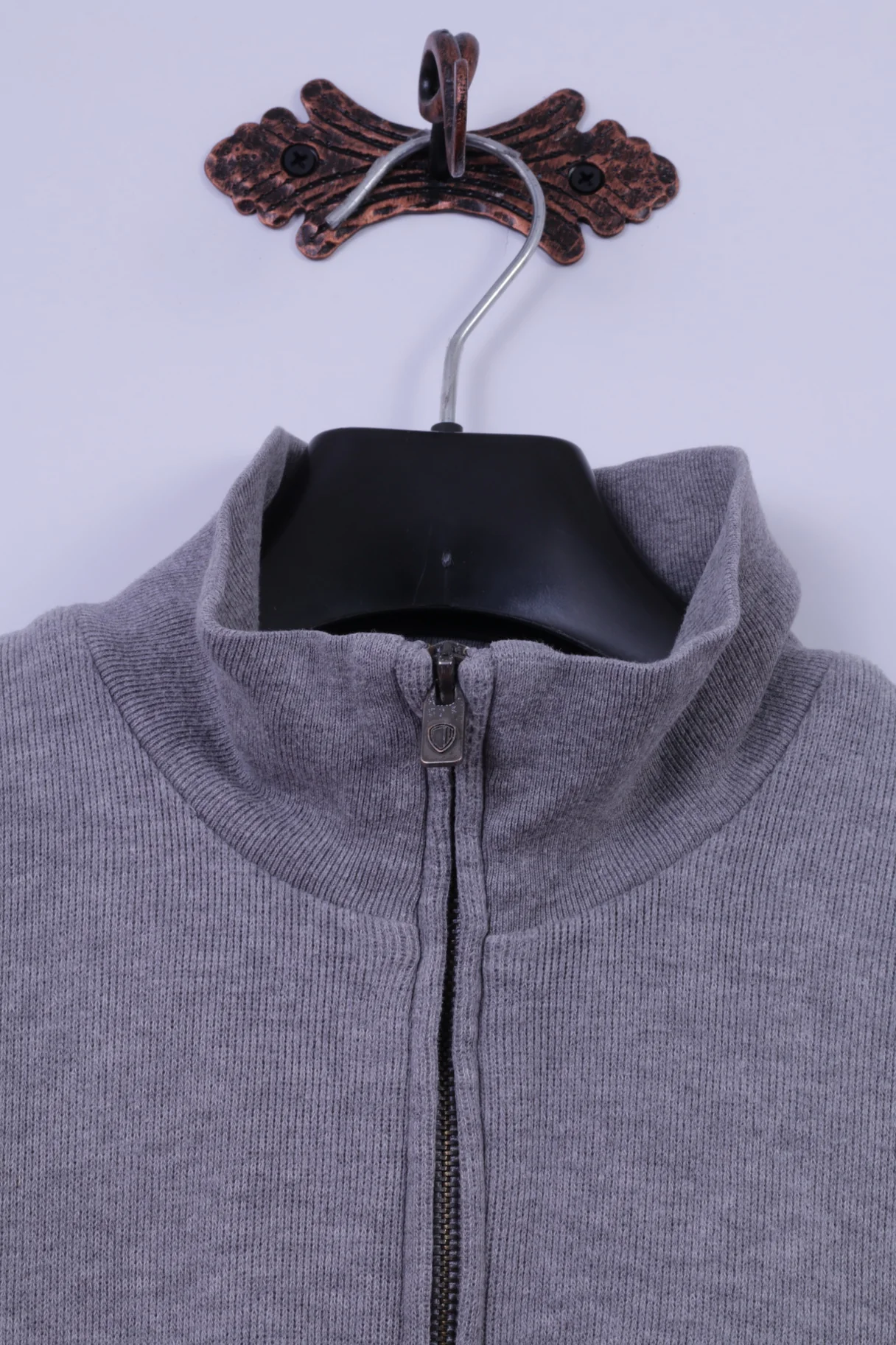 Ben Sherman Mens M Sweatshirt Grey 100% Cotton Zip Neck Classic Plain Top - Image 2