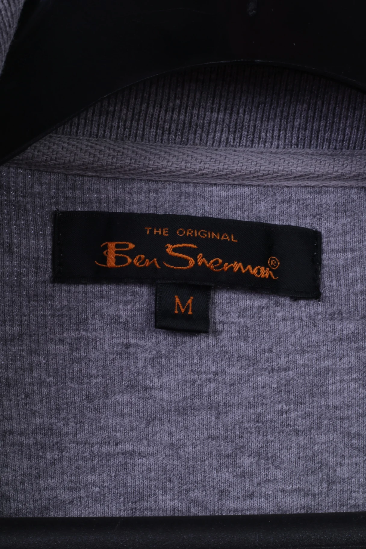 Ben Sherman Mens M Sweatshirt Grey 100% Cotton Zip Neck Classic Plain Top - Image 5