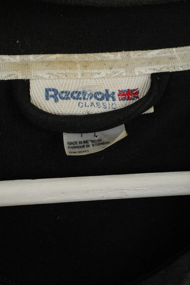 Reebok Classic Mens M Sweatshirt Black Vintage Shiny Activewear Top - Image 5