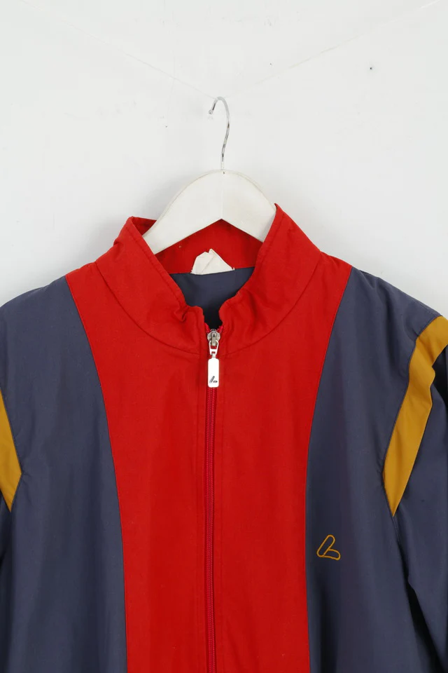 Loffler Mens M Jacket Navy Red Lightweight Zip Up Retro Classic Top - Image 2