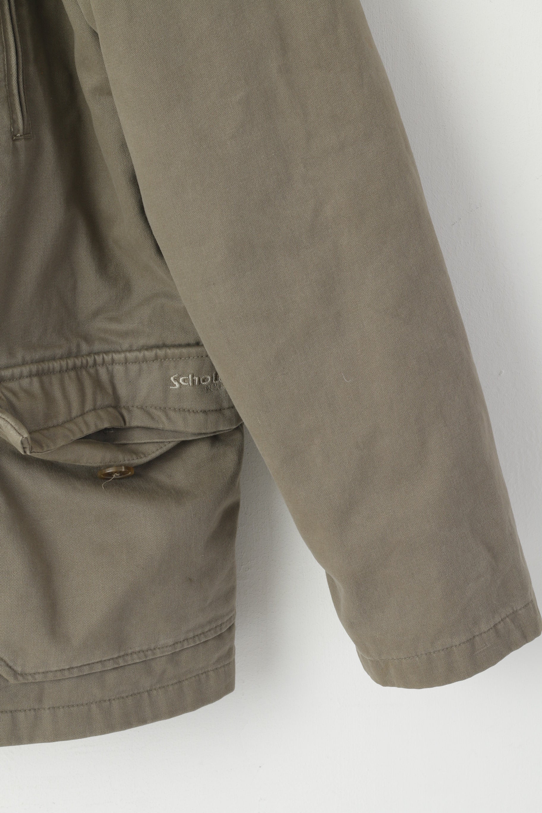 Schott NYC Men XL Jacket Khaki Cotton Military Gear Padded 2in1 Full Zipper Top - Image 4