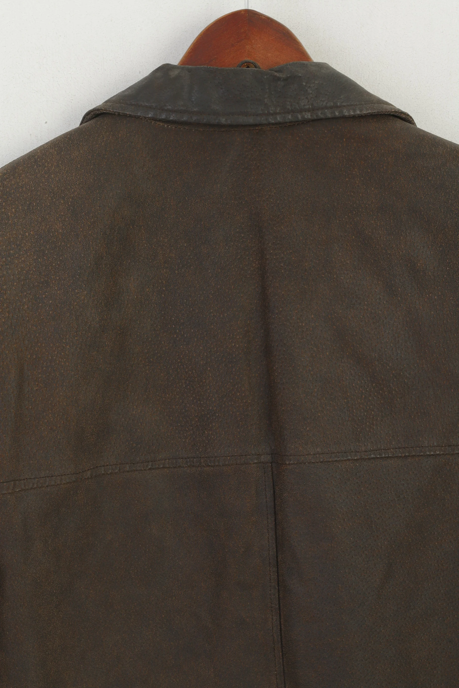 Front Line Women 38 12 M Leather Jacket Brown Vintage Shoulder Pads Retro Top - Image 6