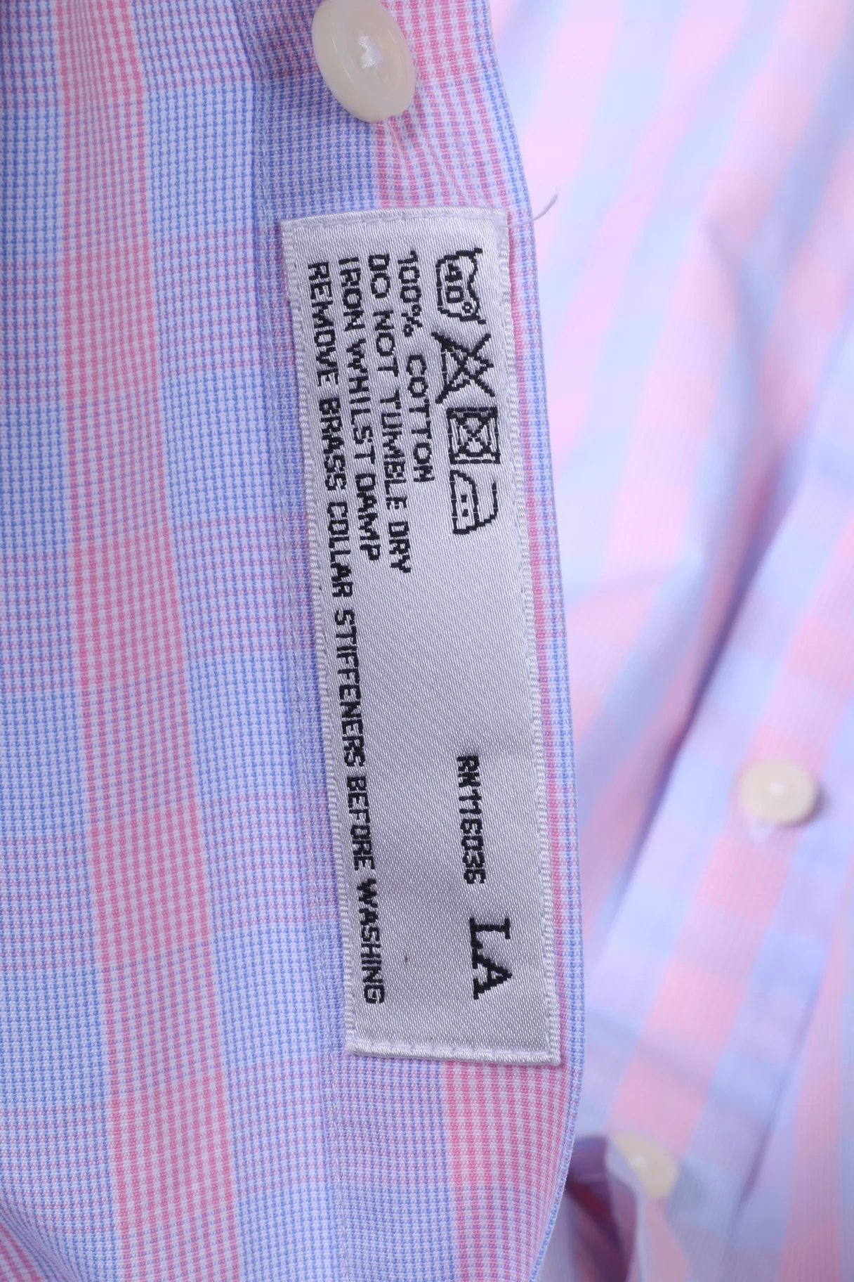 Charles Tyrwhitt Mens 16 41 L Casual Shirt Pink Blue Check Cotton Long Sleeve - Image 6
