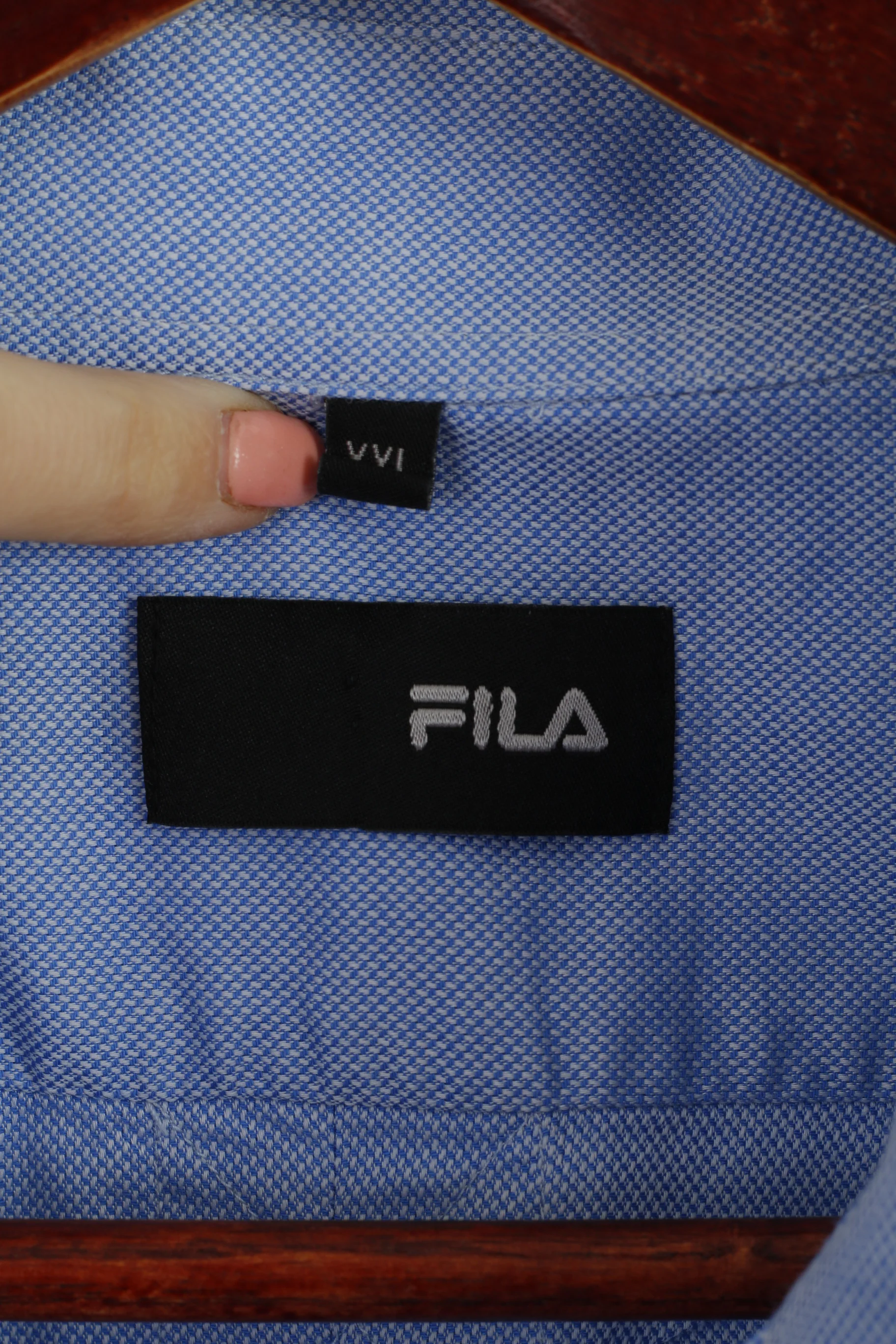 New FILA Men XXL Casual Shirt Blue Cotton Pinpoint Stellar Long Sleeve Classic Top - Image 5