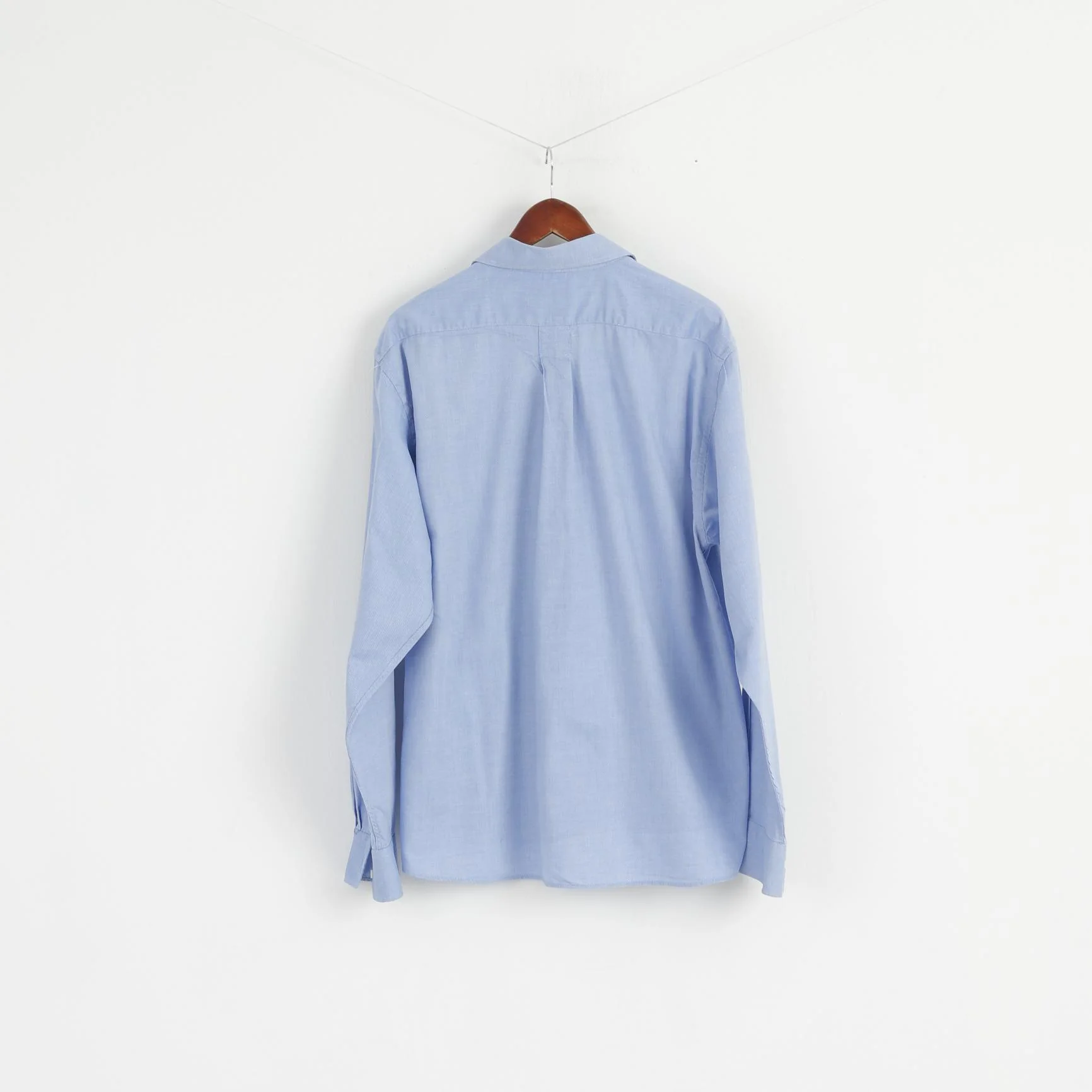 New FILA Men XXL Casual Shirt Blue Cotton Pinpoint Stellar Long Sleeve Classic Top - Image 8