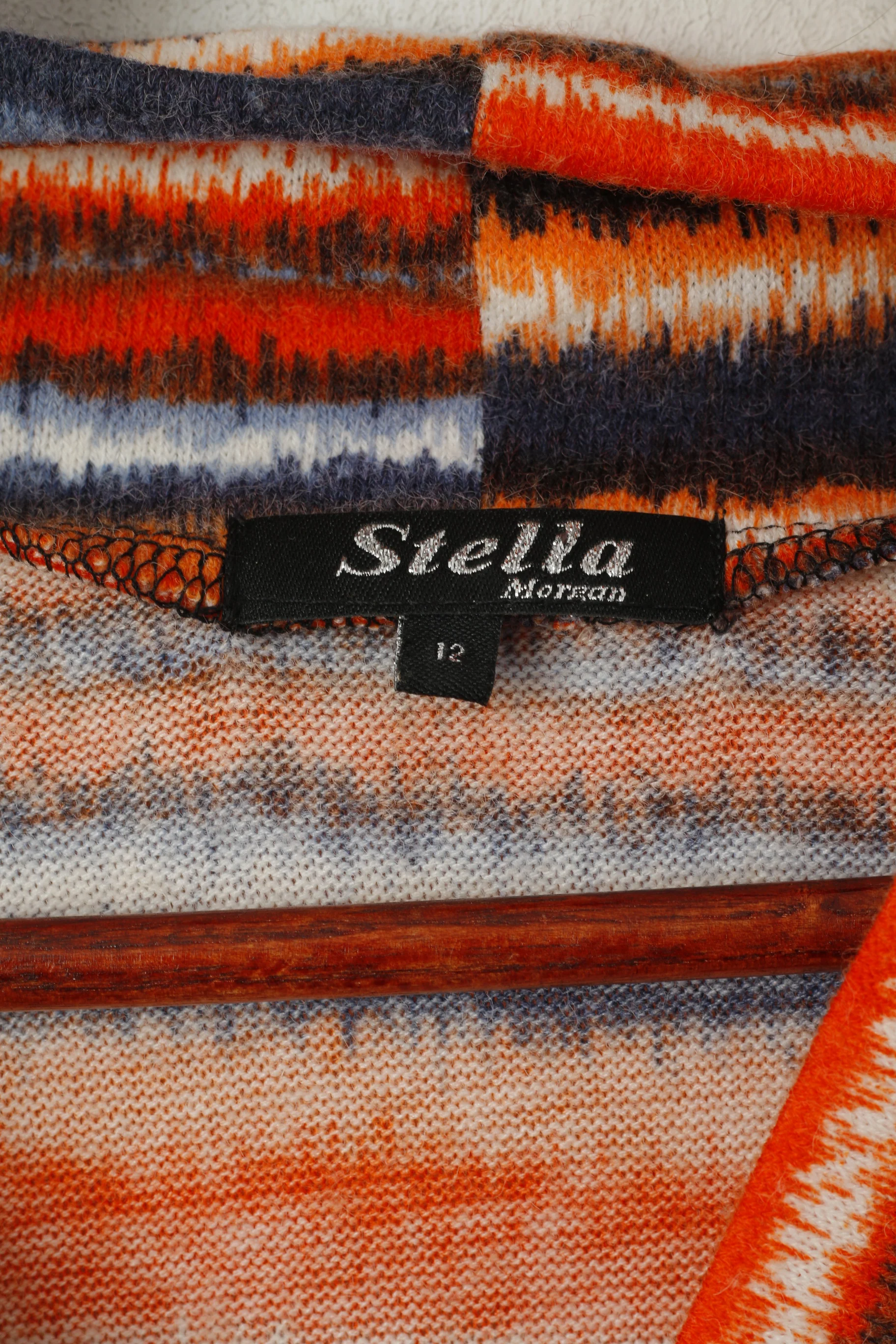 Stella Morgan Women 12 M Tunic Jumper Orange Striped 7/8 Sleeve Pockets Top - Image 4