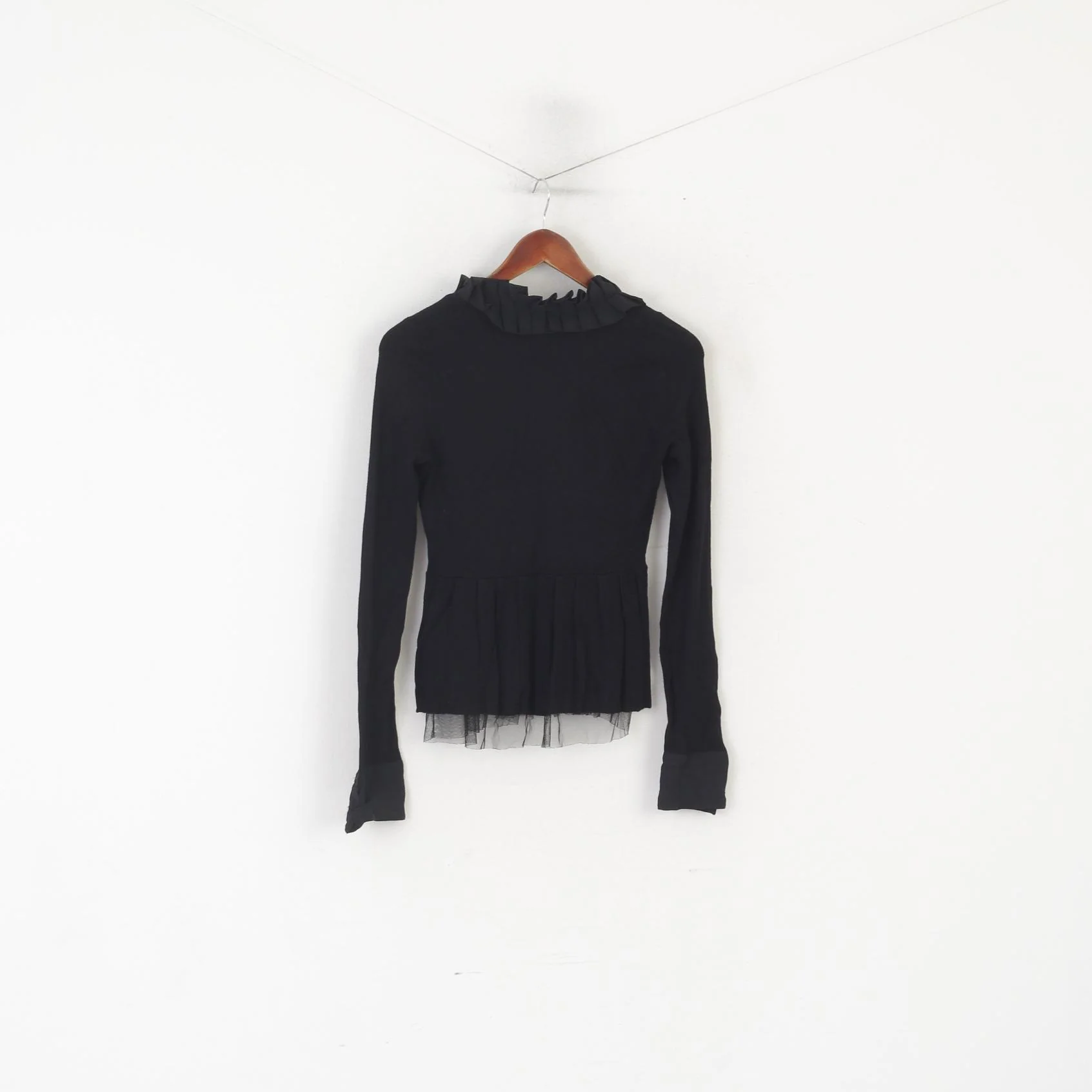 Twelve by Twelve Women XS Jumper Black Viscose Full Zipper Tulle Cardigan - Image 6