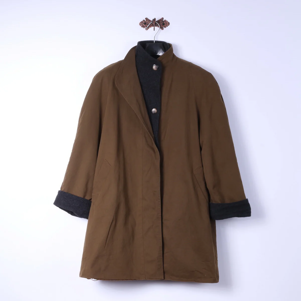 MILO Coats Womens 44 XXL Coat Brown Cotton Fleece Lined Shoulder Pads Classic