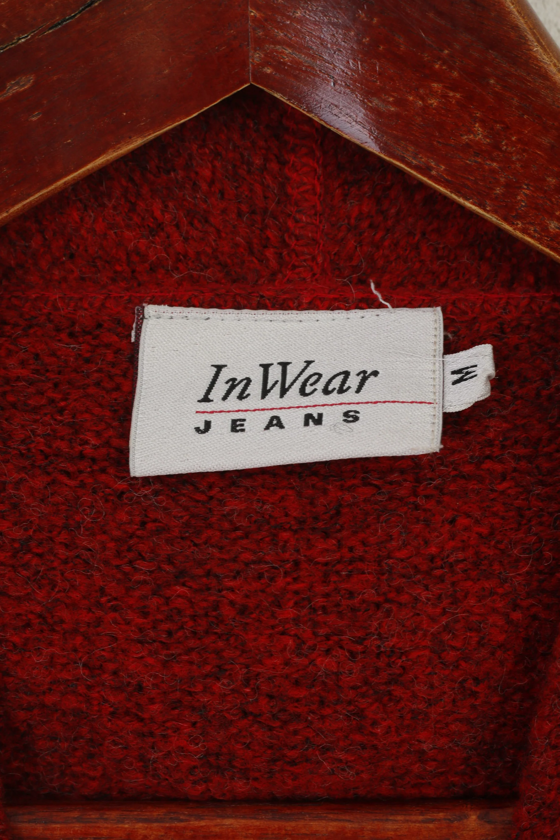 Inwear Jeans Women M Jumper Red Wool Sportswear Hooded Made in Italy Sweater - Image 4