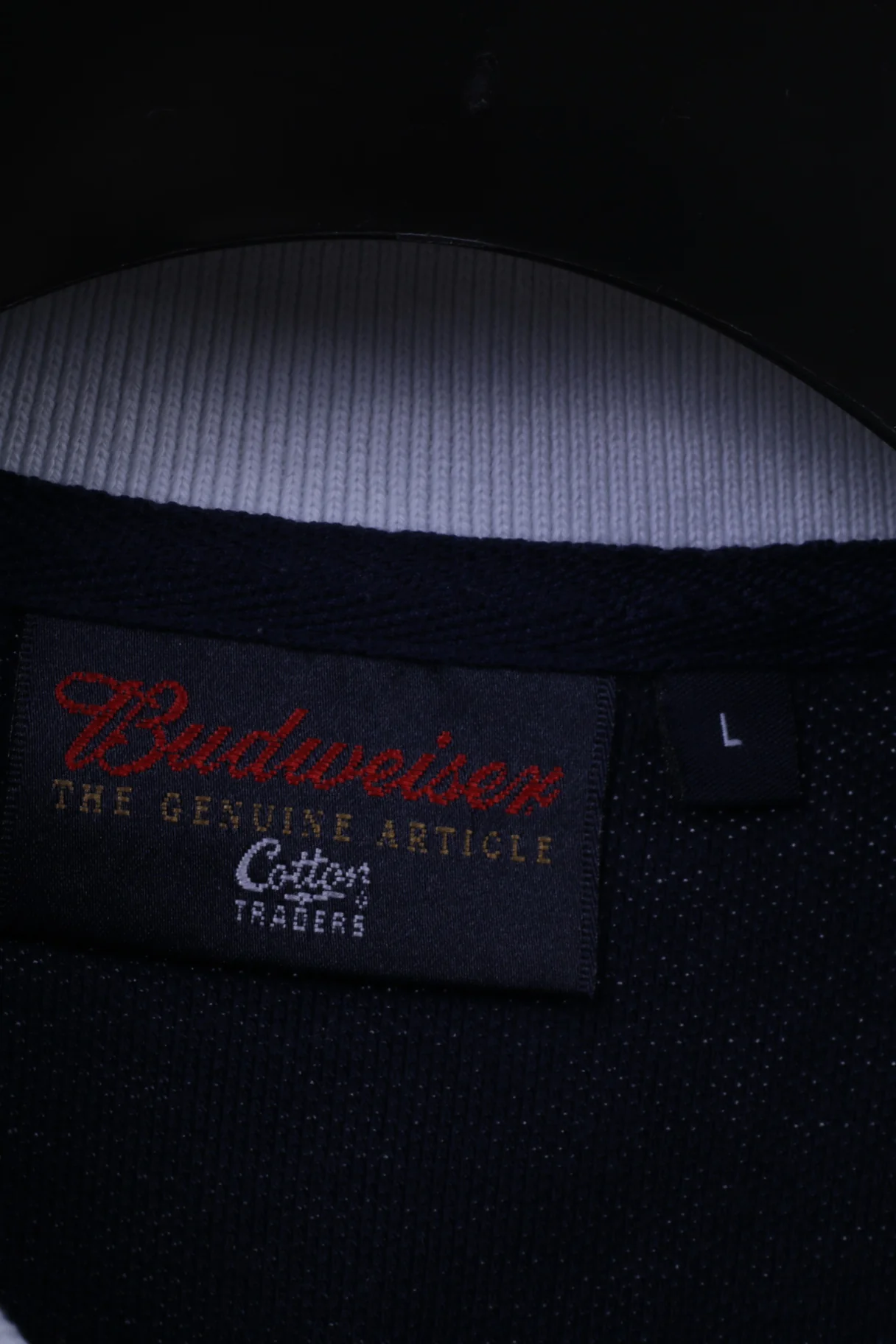 Cotton Traders Mens L Polo Shirt Budweiser Bud Gold Navy Cotton Top - Image 5