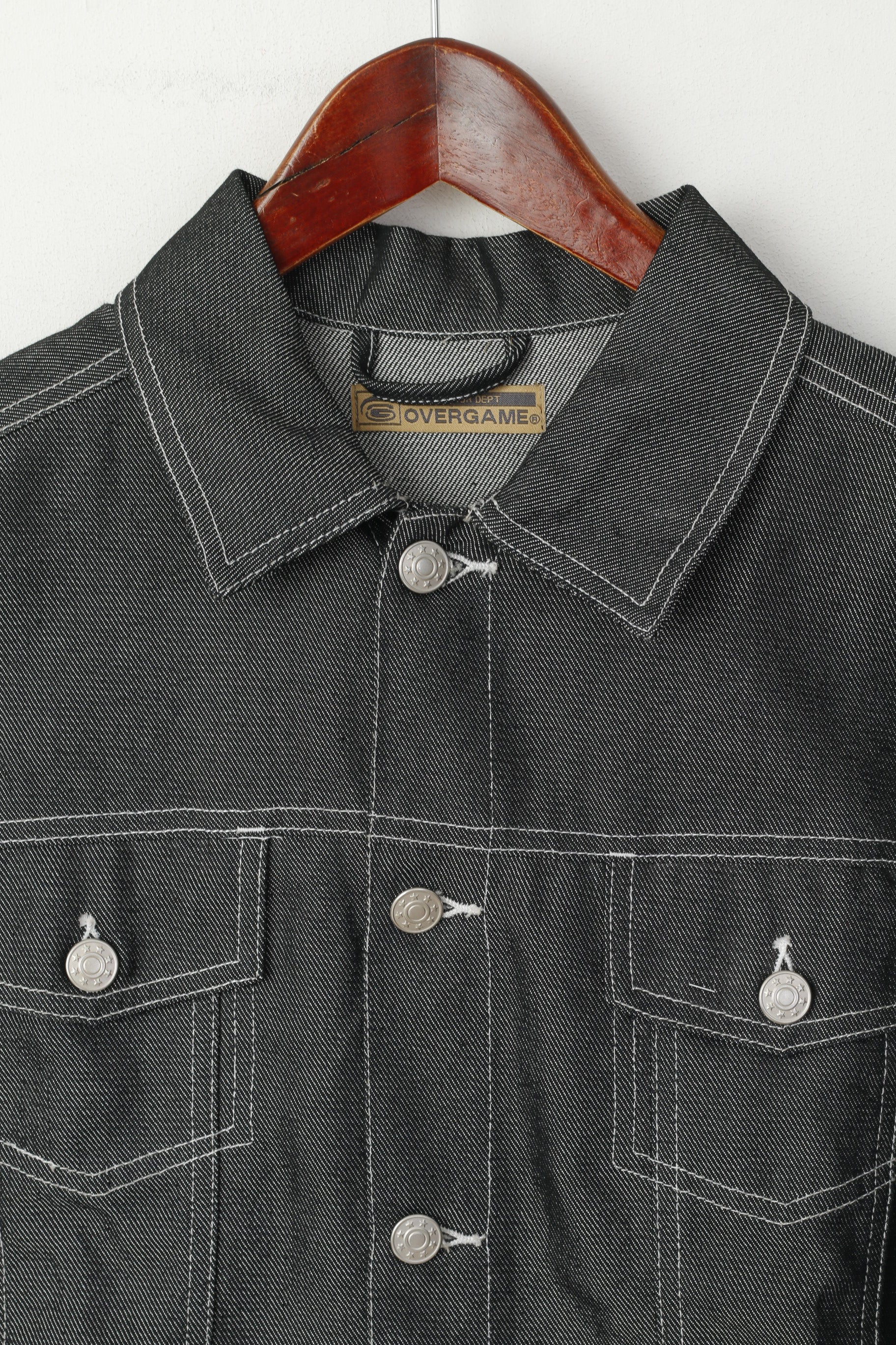OVERGAME Boys 14 Age Denim Jacket Grey Cotton Emroidered Bronx G. Blaster Top - Image 2