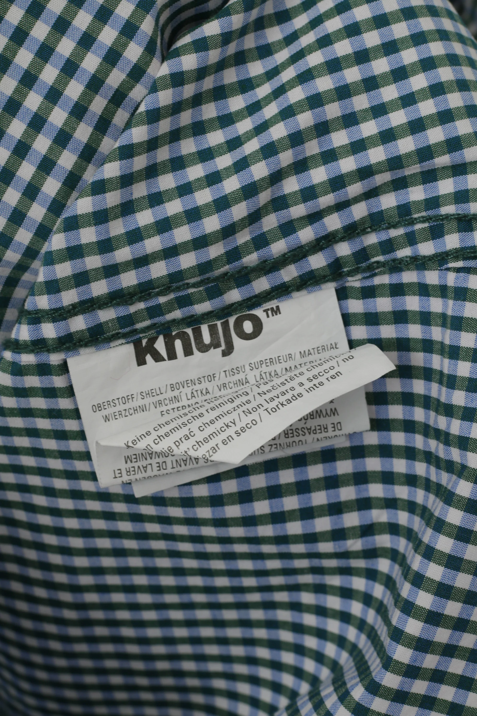 Khujo Women L (M) Casual Shirt Green Blue Check Cotton Rooftop Short Sleeve Top - Image 5