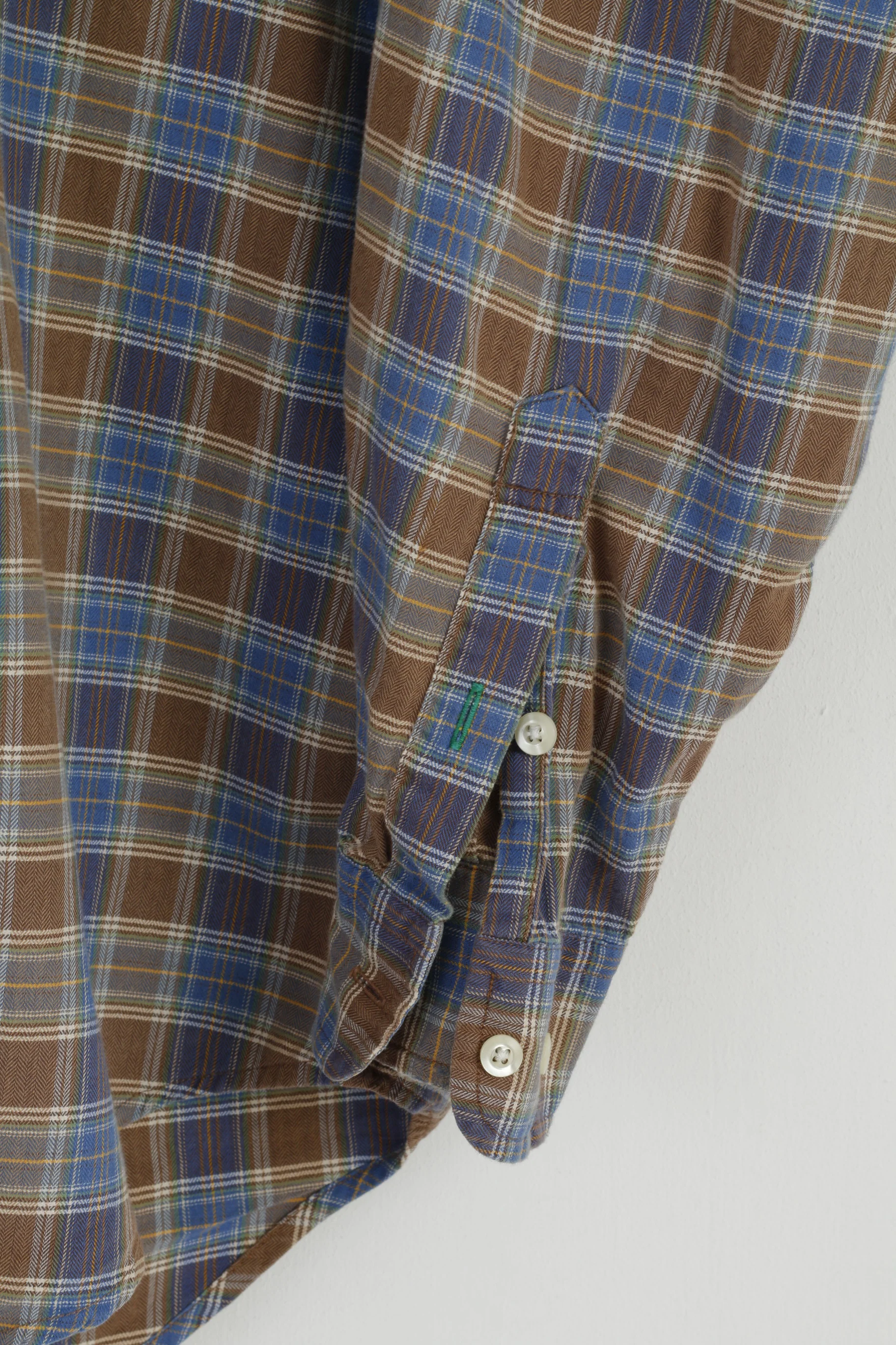 Tommy Hilfiger Mens S (L) Casual Shirt Brown Check Cotton Long Sleeve Country Top - Image 3