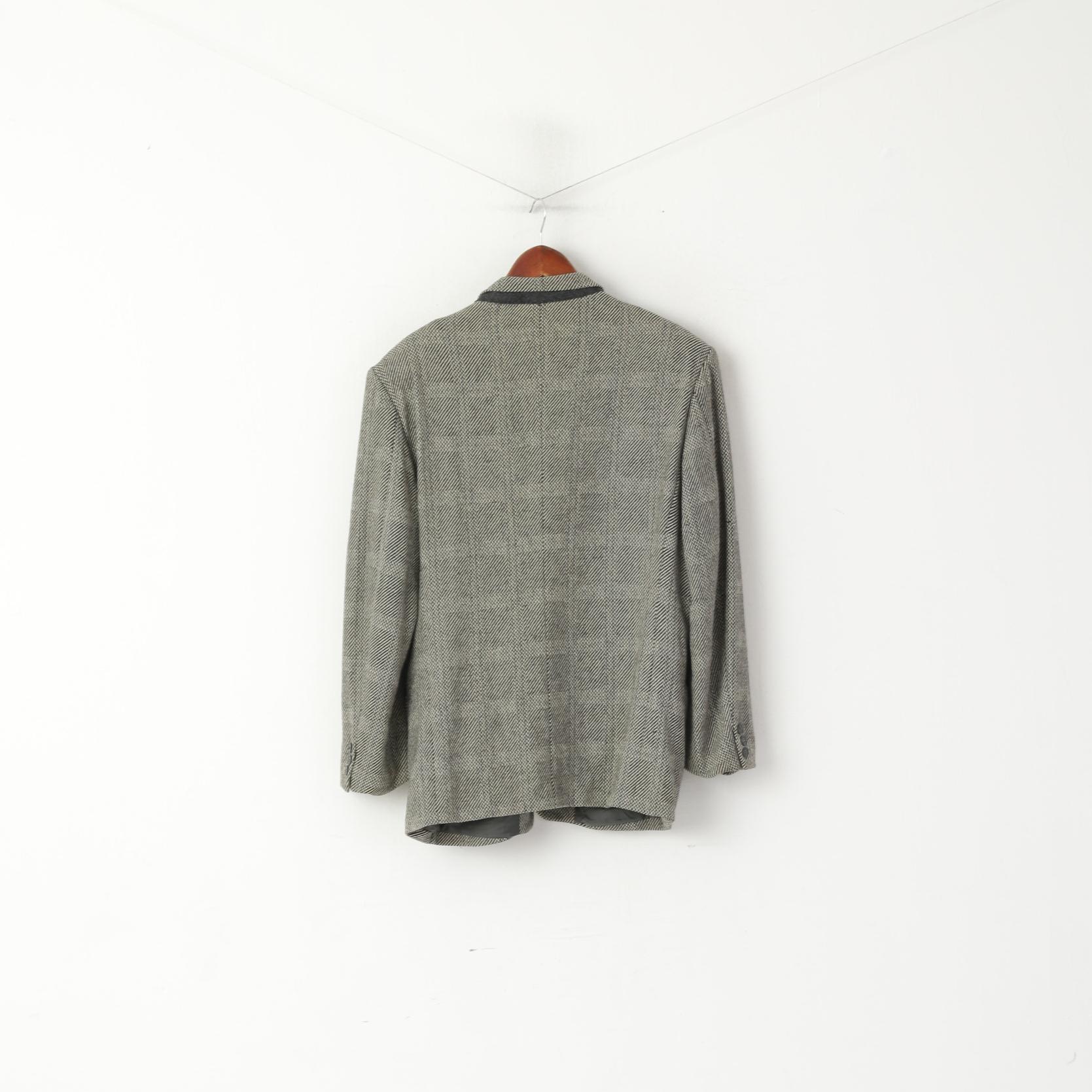 Durban  Men 50 40 Blazer Gray Vintage Wool Cashmere Blend Single Breasted Jacket - Image 9