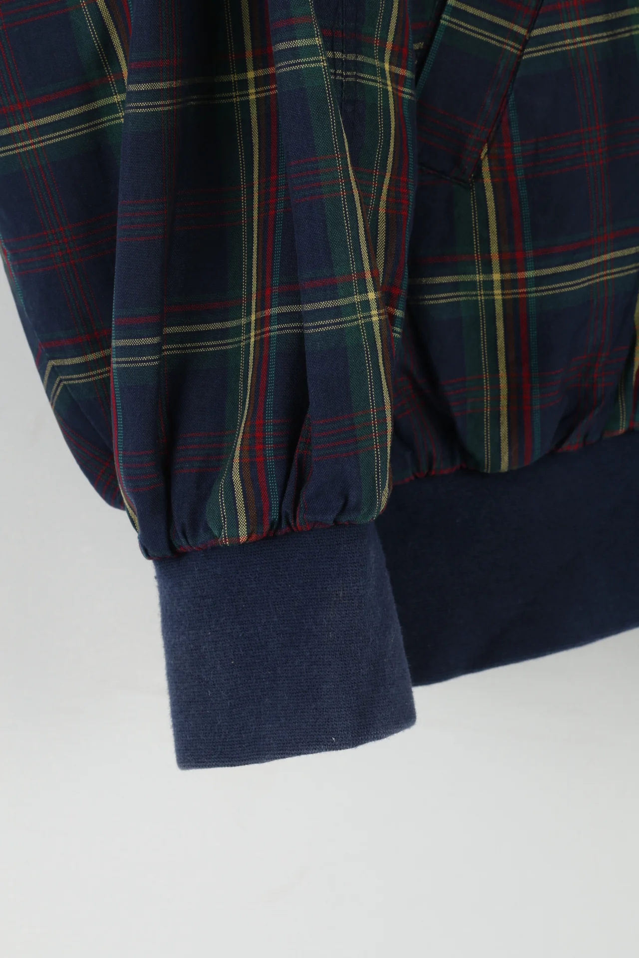 Bison Club Scandinavia Men XXL Jacket Navy Check Silk Bomber Shoulder Pads Bomber Top - Image 3