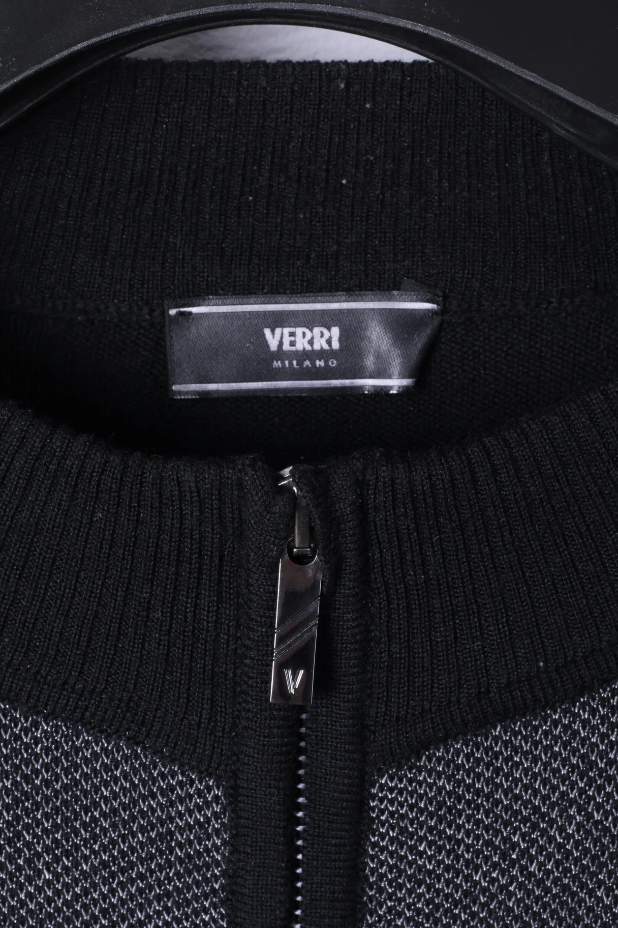 Verri Milano Mens 56 XL Jumper Black Wool Zip Neck Light Sweater Stretch Top - Image 4