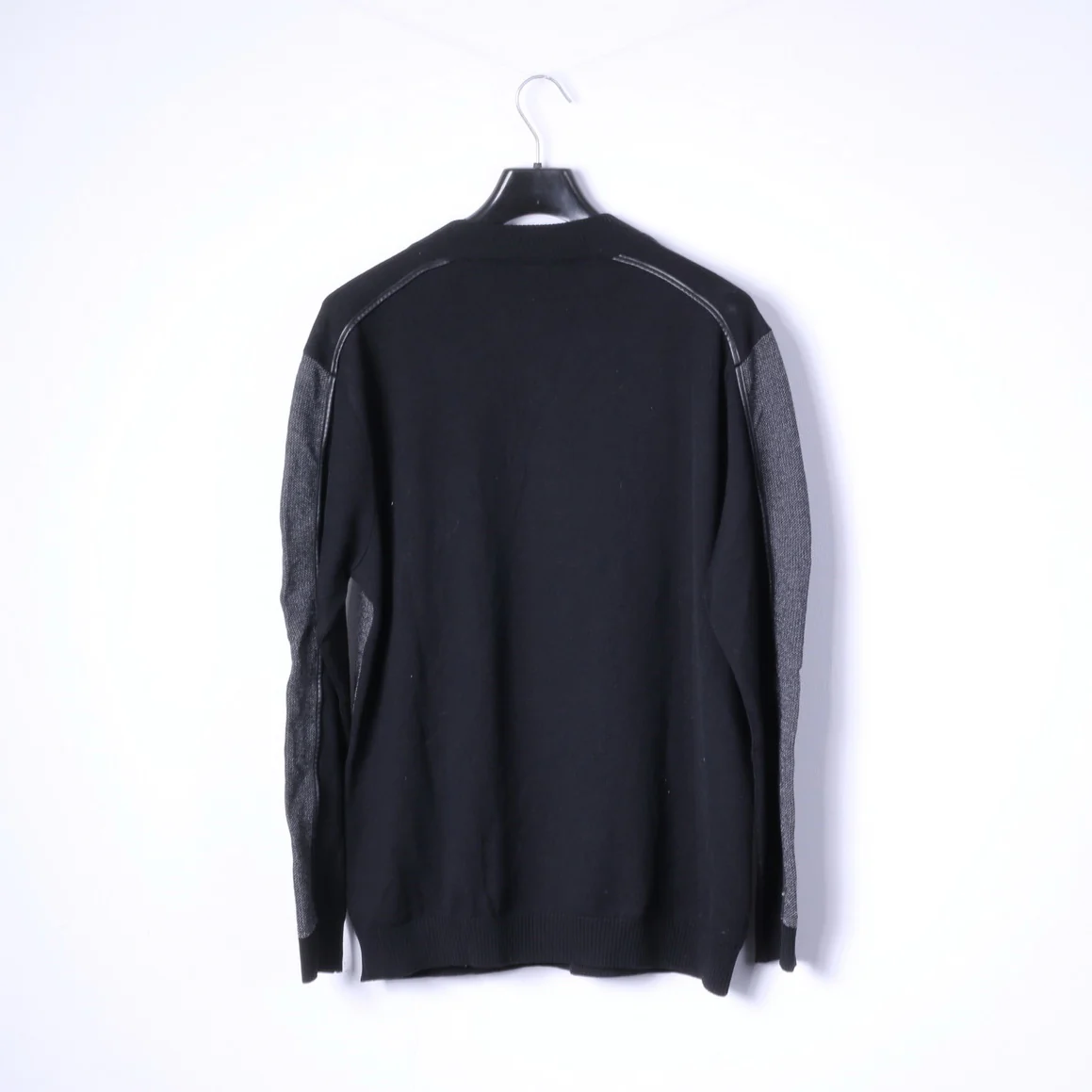 Verri Milano Mens 56 XL Jumper Black Wool Zip Neck Light Sweater Stretch Top - Image 7