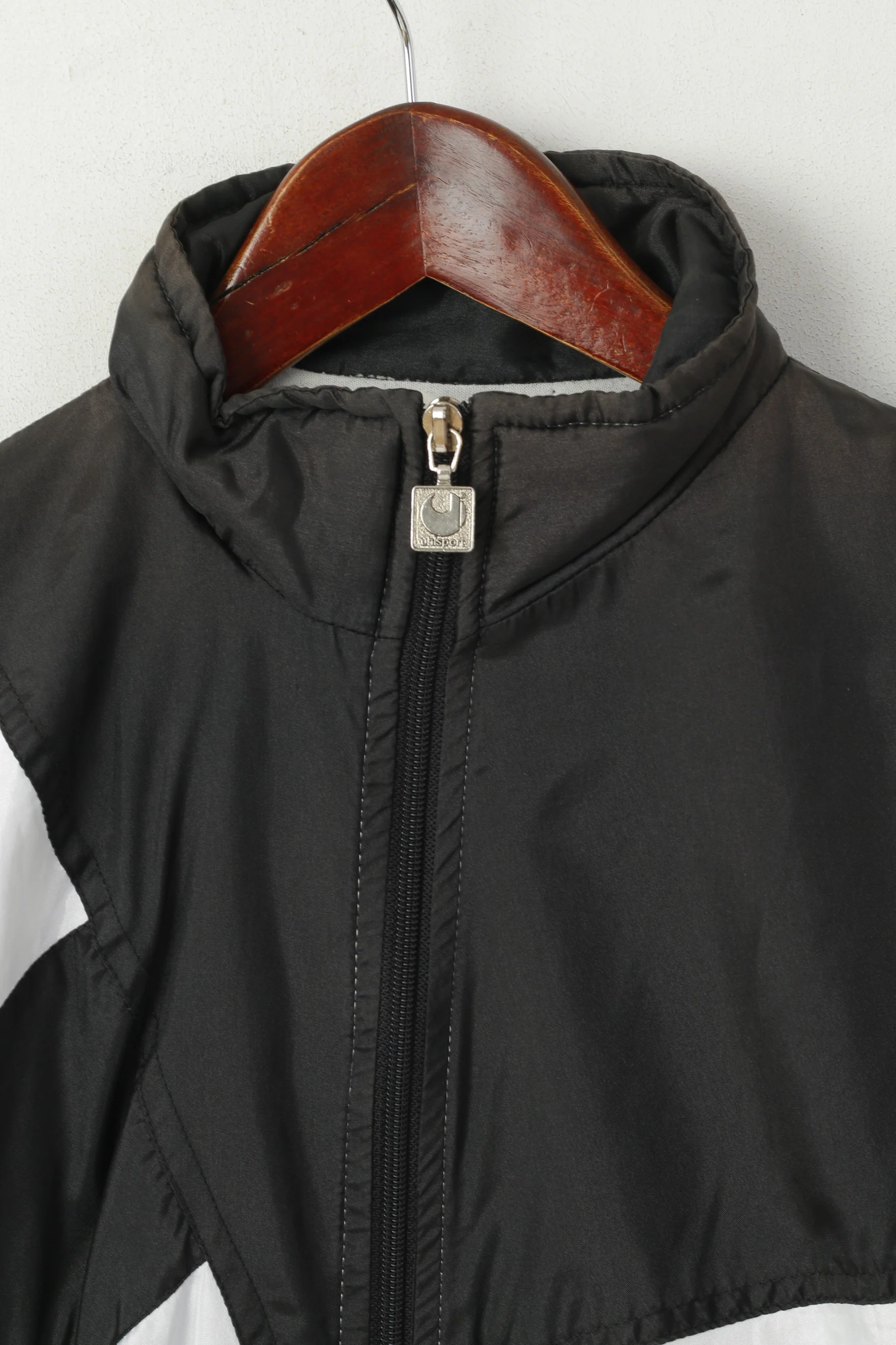 Uhlsport Men S Track Top Jacket Black Sport Vintage Sportswear Shiny Zip Up Top - Image 2