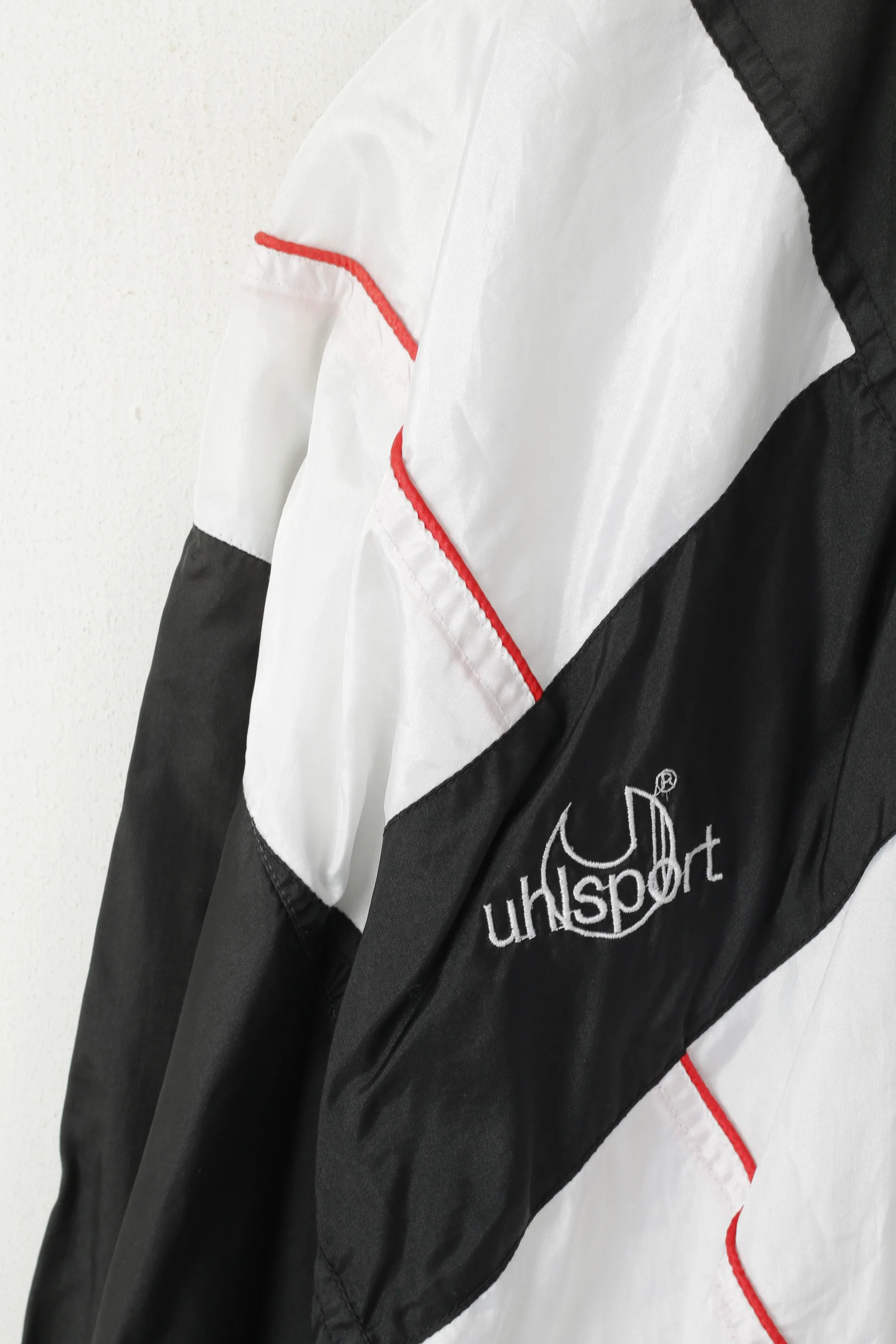 Uhlsport Men S Track Top Jacket Black Sport Vintage Sportswear Shiny Zip Up Top - Image 3