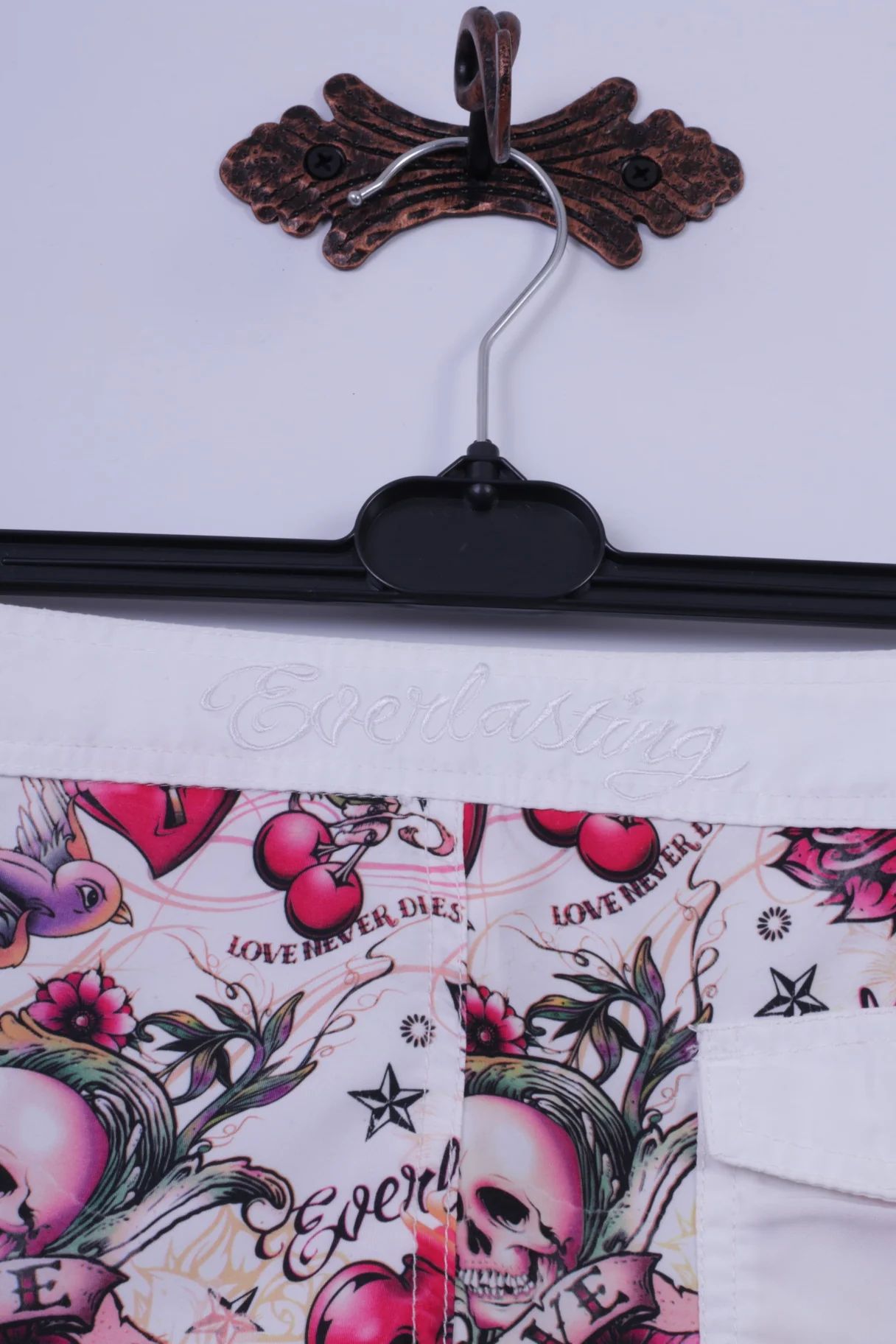 New Yorker Womens S Shorts White Skulls Love Never Dies Printed - Image 5