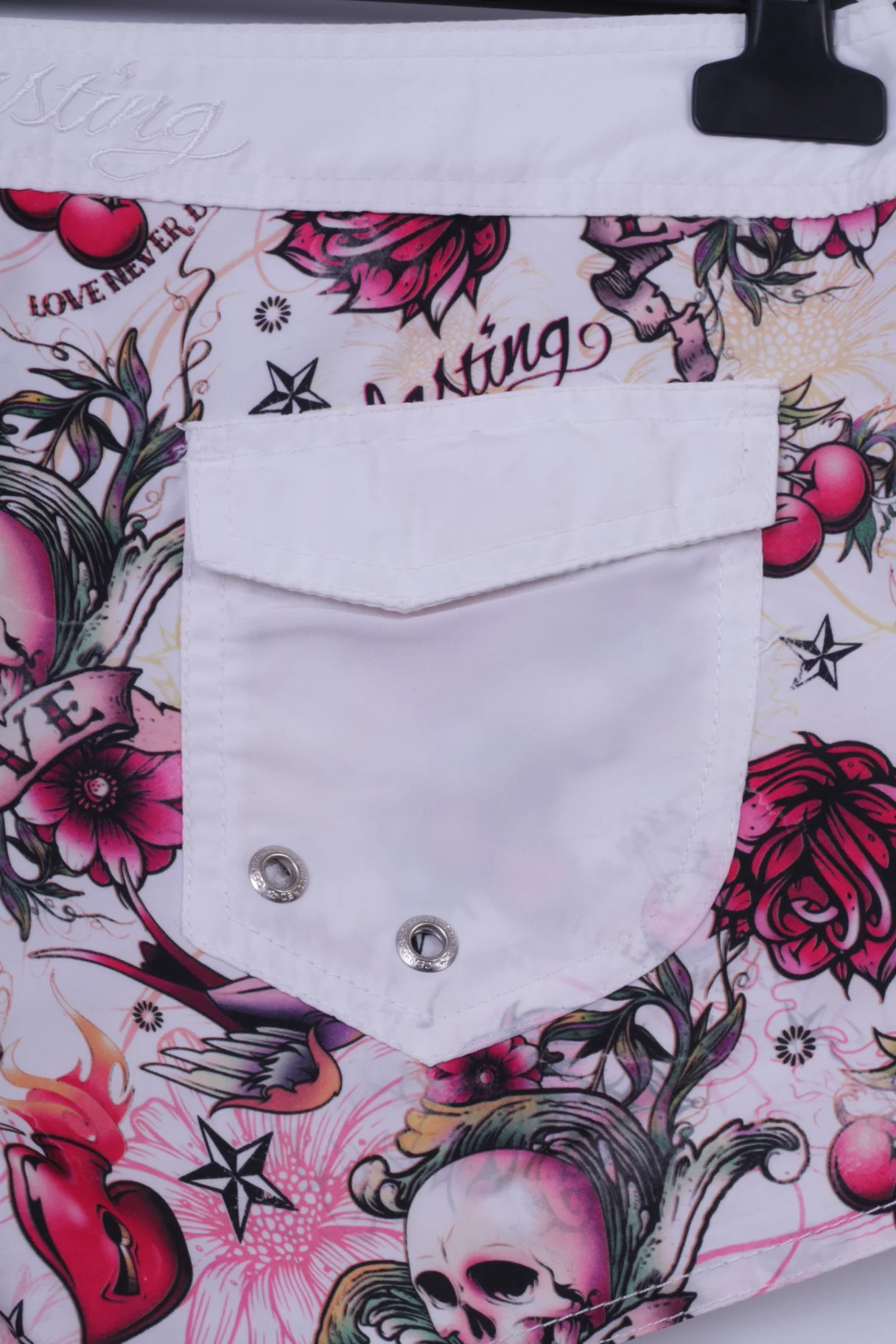 New Yorker Womens S Shorts White Skulls Love Never Dies Printed - Image 6