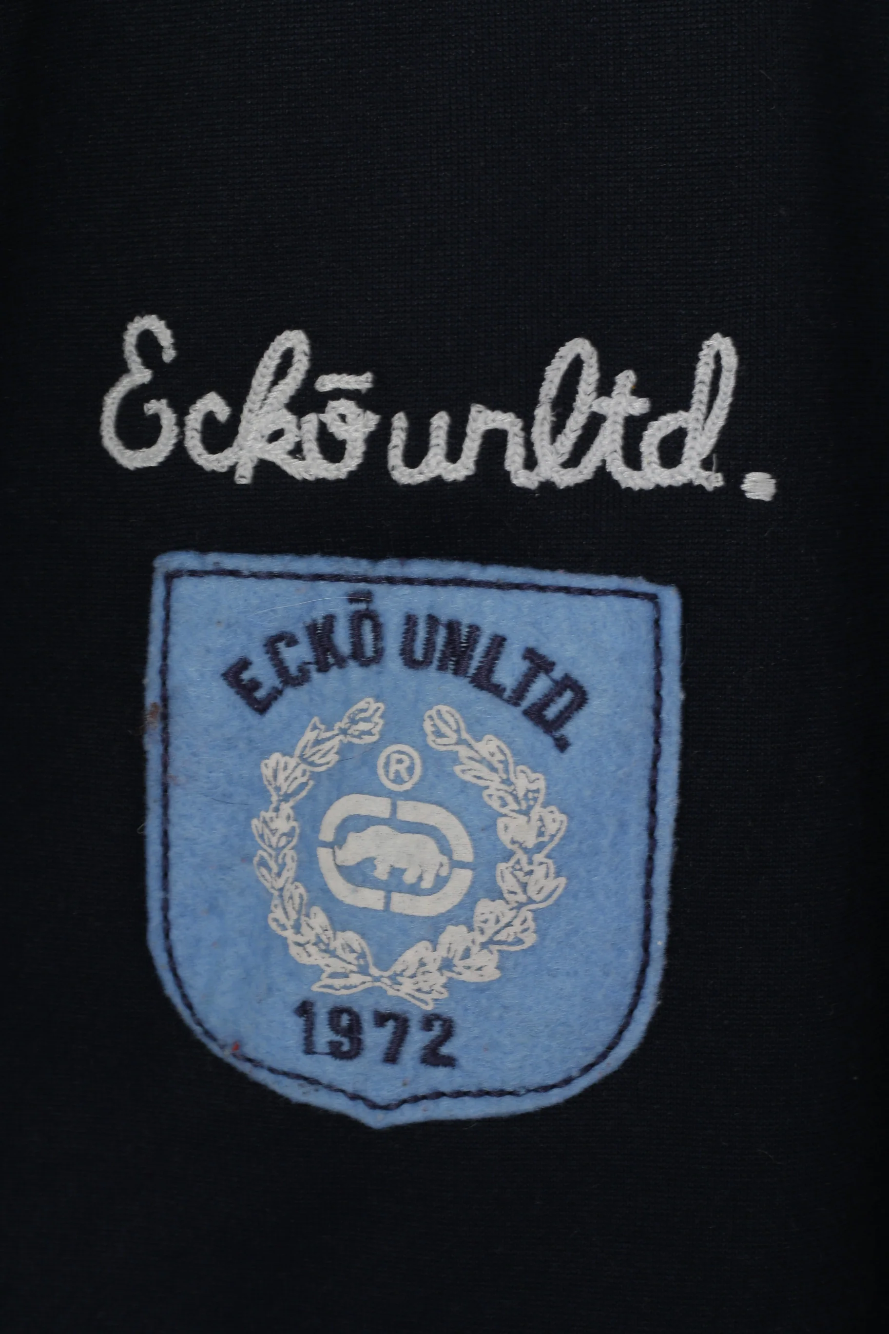 Ecko Unltd. Men M Sweatshirt Navy Shiny 1972 Retro Full Zipper Rhino Brand Track Top - Image 5