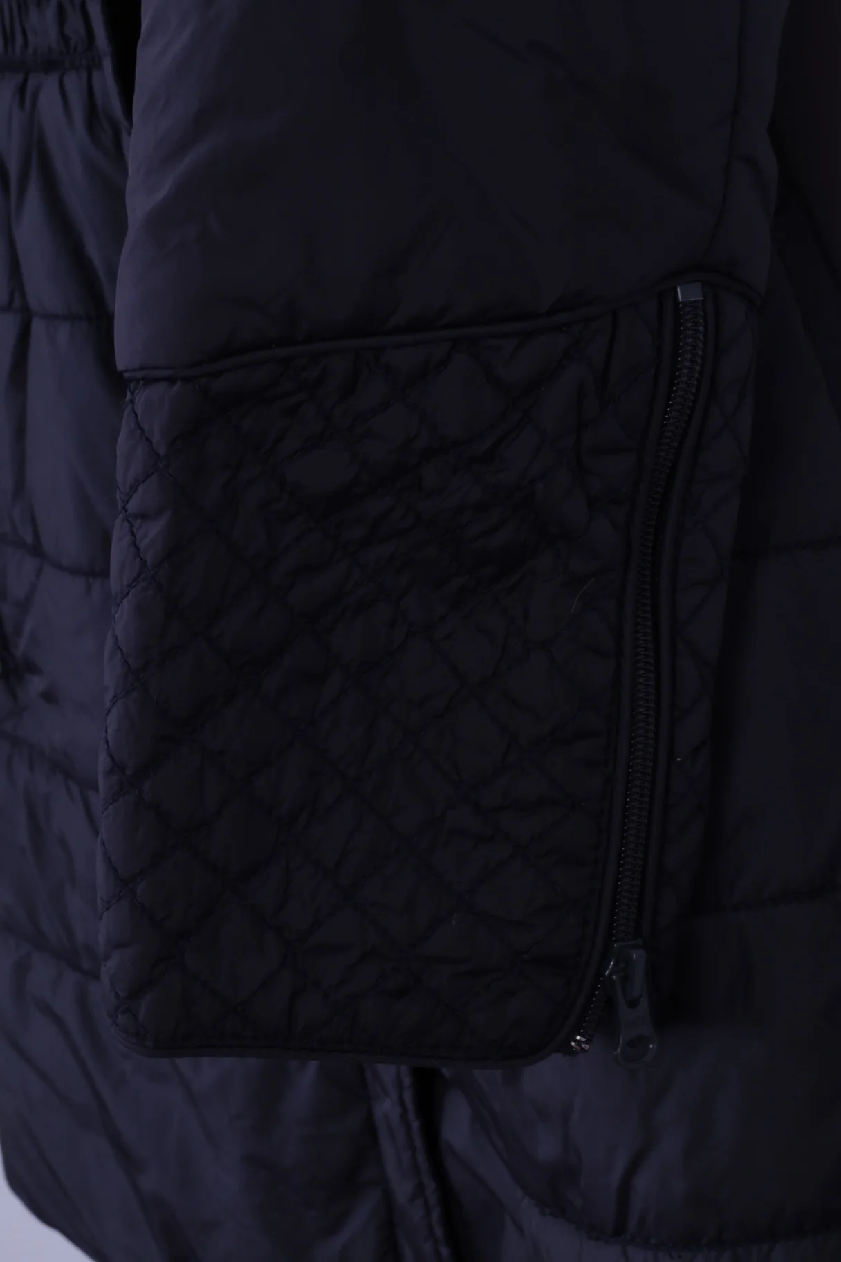 Replay Womens L (M) Jacket Navy Long Full Zipper Hidden Hood Casual Parka Top - Image 4