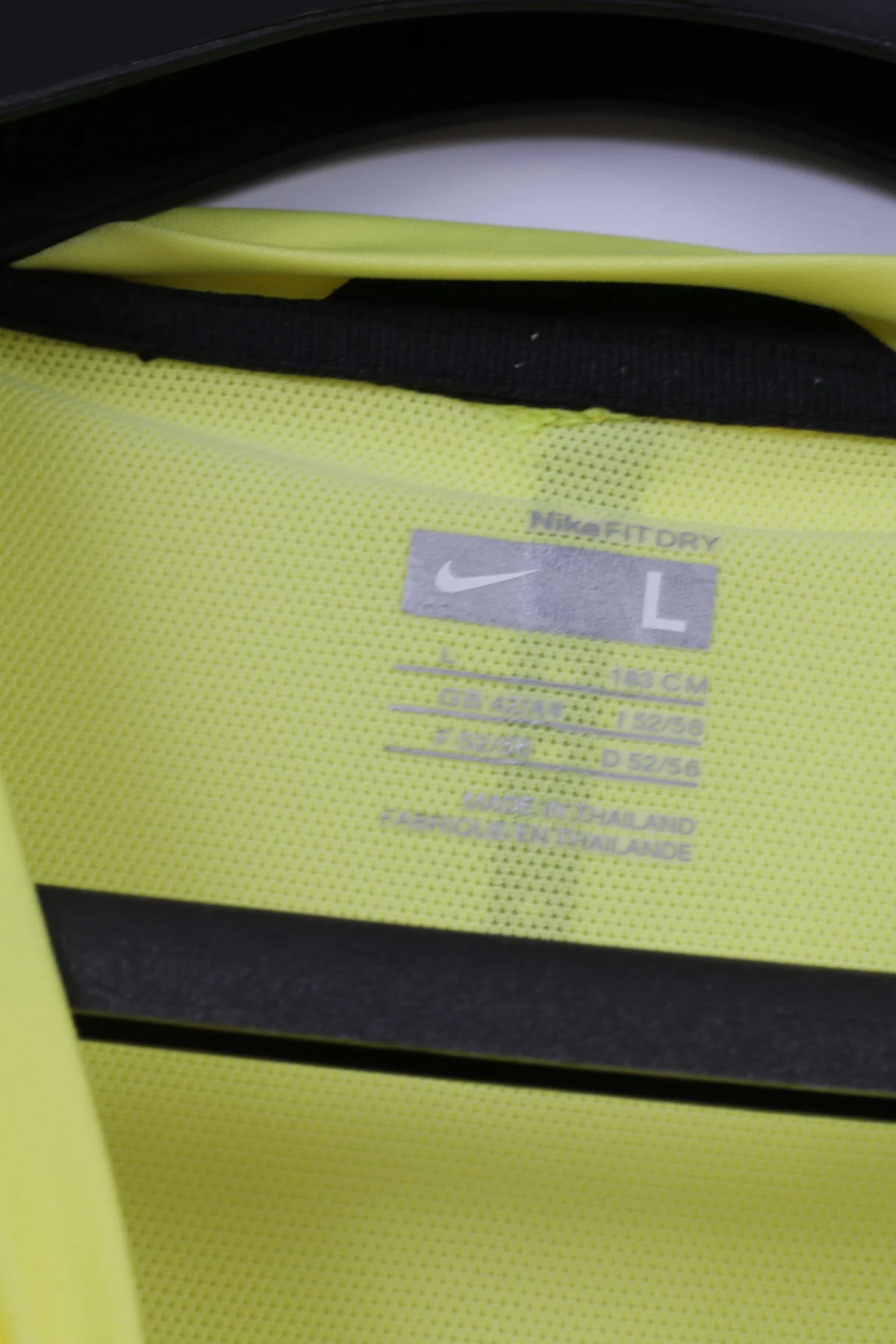 Nike Mens L Shirt Neon Yellow Football Training Dri Fit Jersey Sportswear Top - Image 6