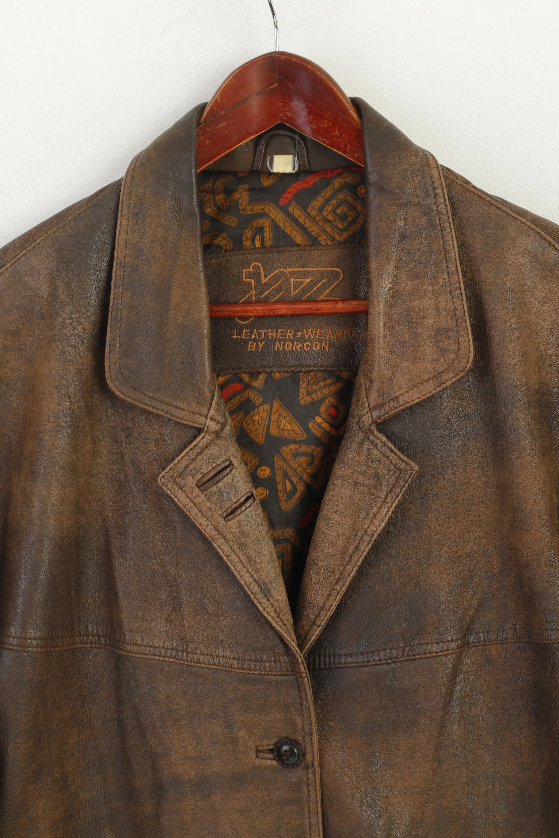 Jazz by Norcon Women 36 M Jacket Brown Leather Vintage Oversize Retro Top - Image 2