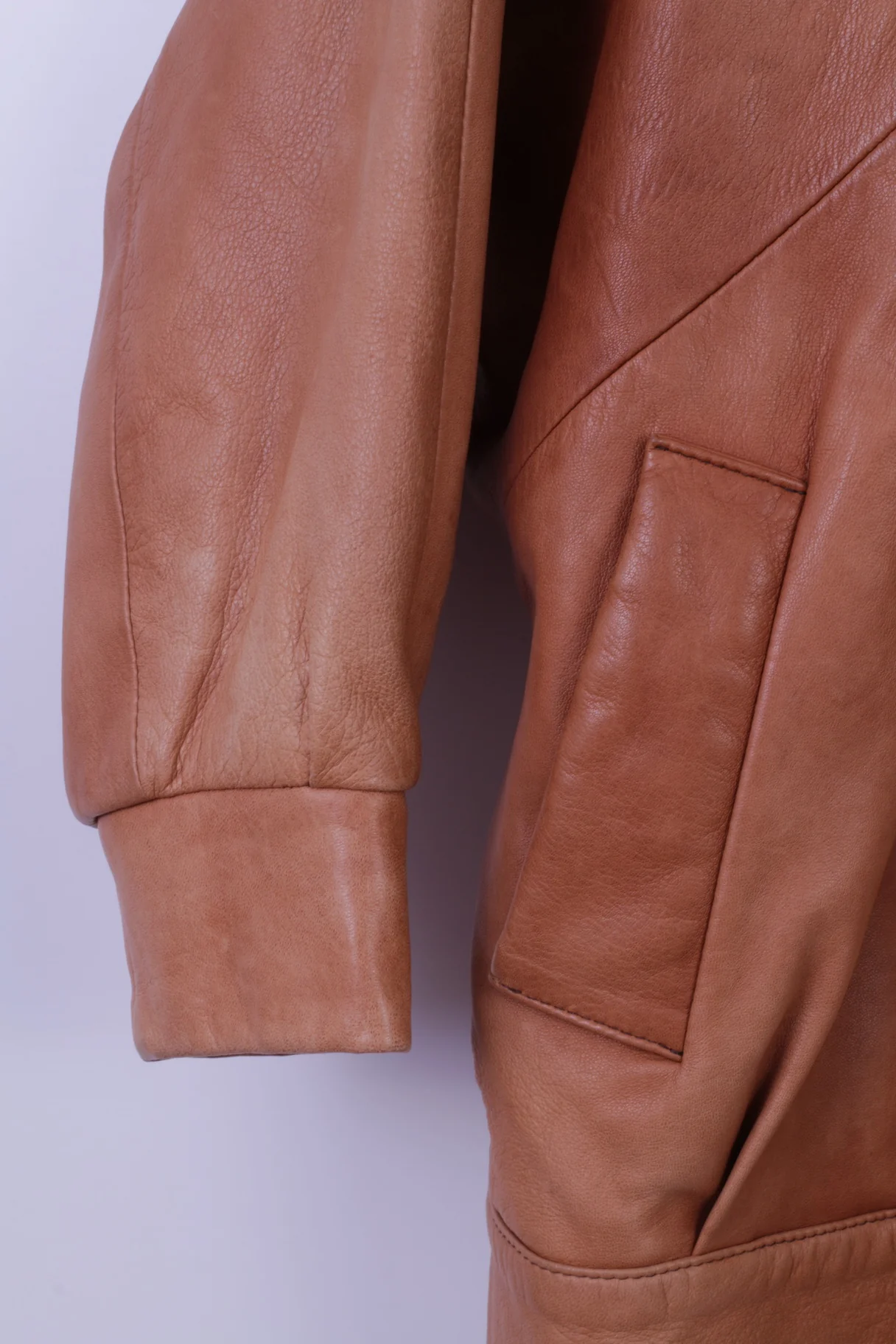 Albir Piel Womens M Bomber Jacket Brown Leather Vintage Made In Spain Snap Top - Image 3