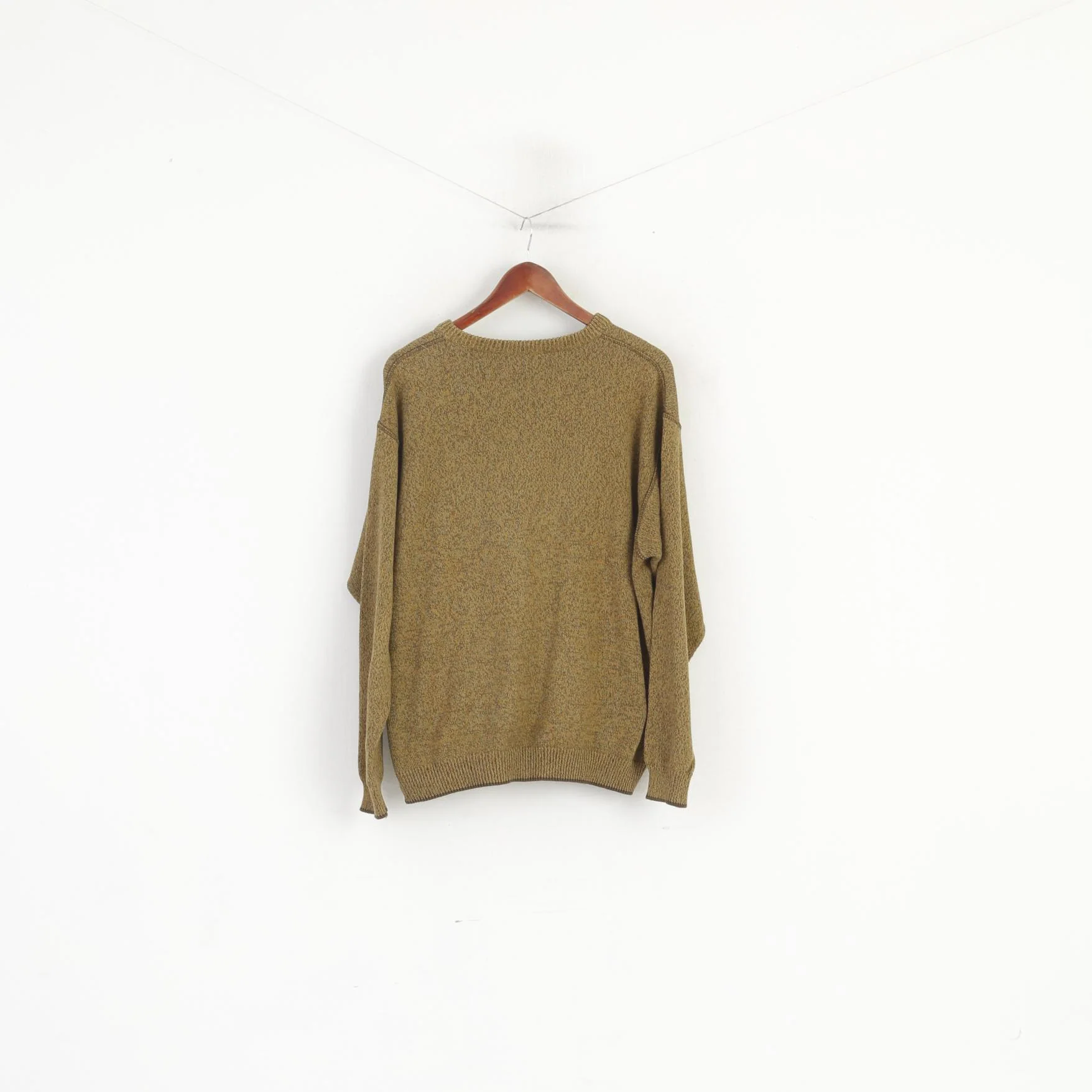 Camel Active Men L Jumper Mustard Cotton Knitwear Classic Logo Sweater - Image 6