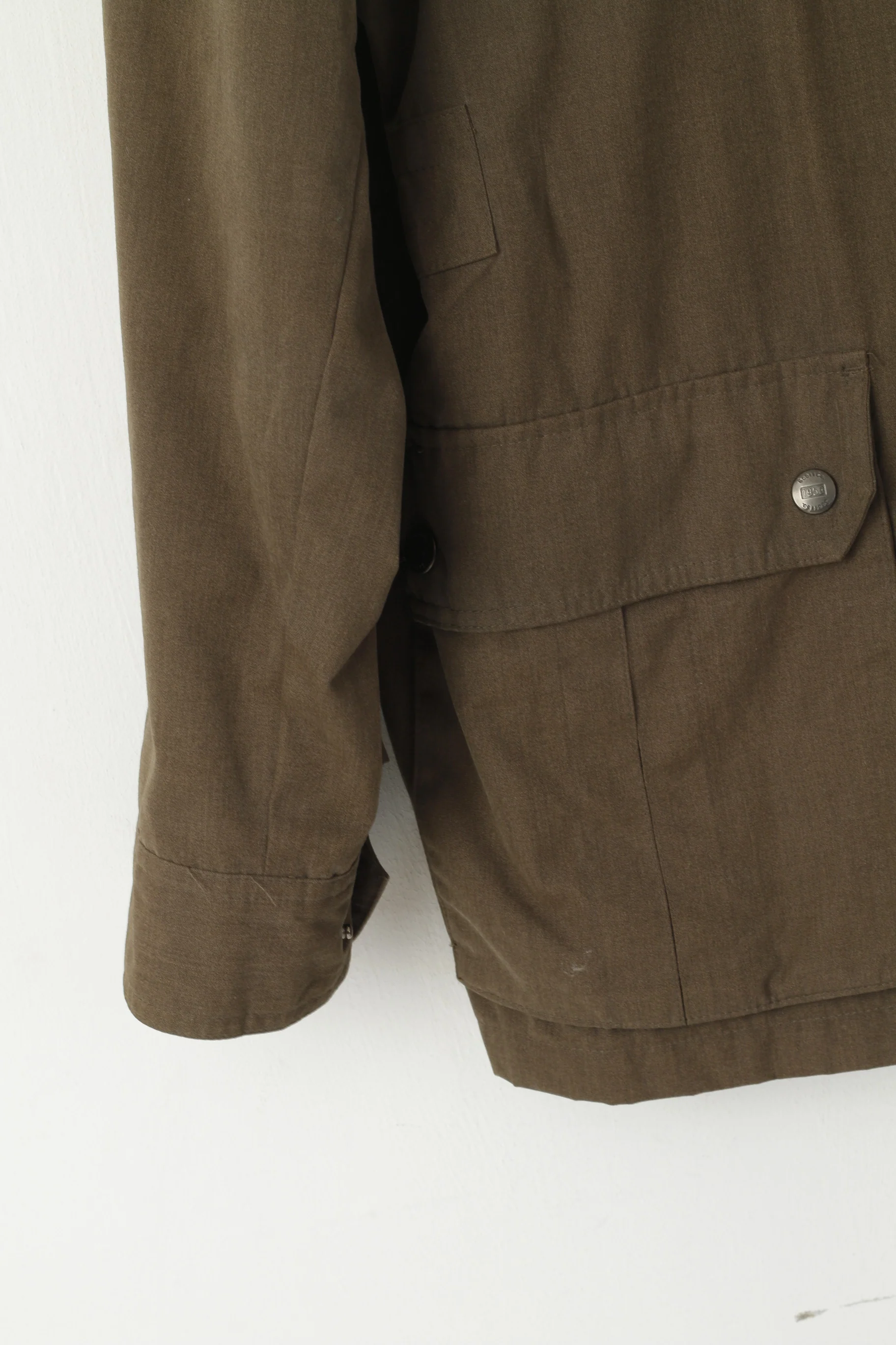 Scott Co. Men L Jacket Green Brown Full Zipper Military Lightweight Cotton Pockets Top - Image 3