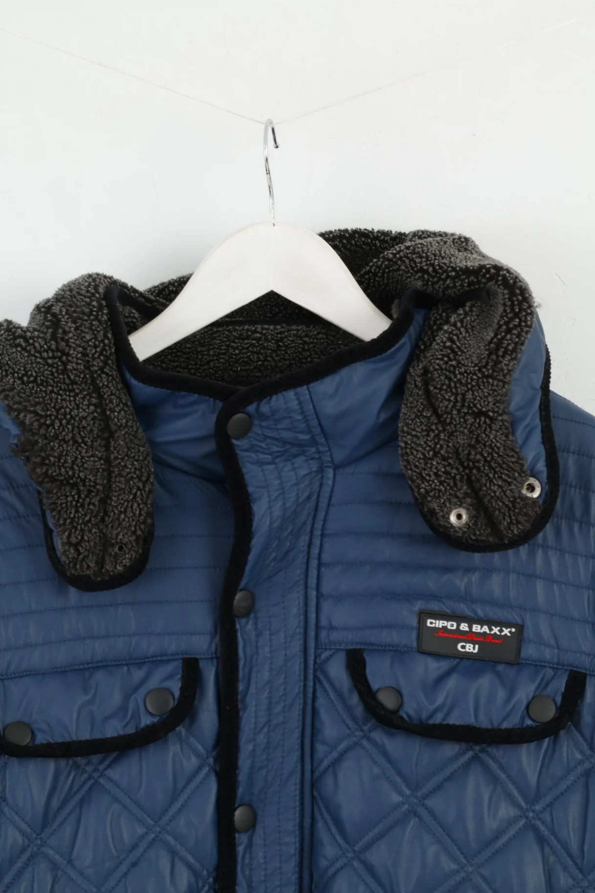 Cipo & Braxx Mens XXL Jacket Navy Quilted Hooded Comfort Padded Top - Image 2