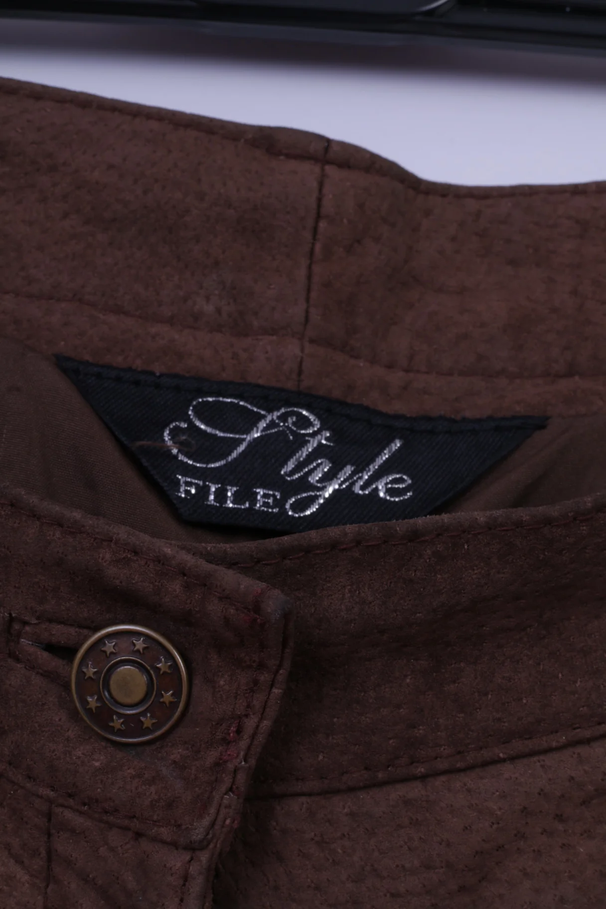 Style File Womens 10 S Trousers Brown 100% Leather Suede Retro High Waist Pants - Image 4
