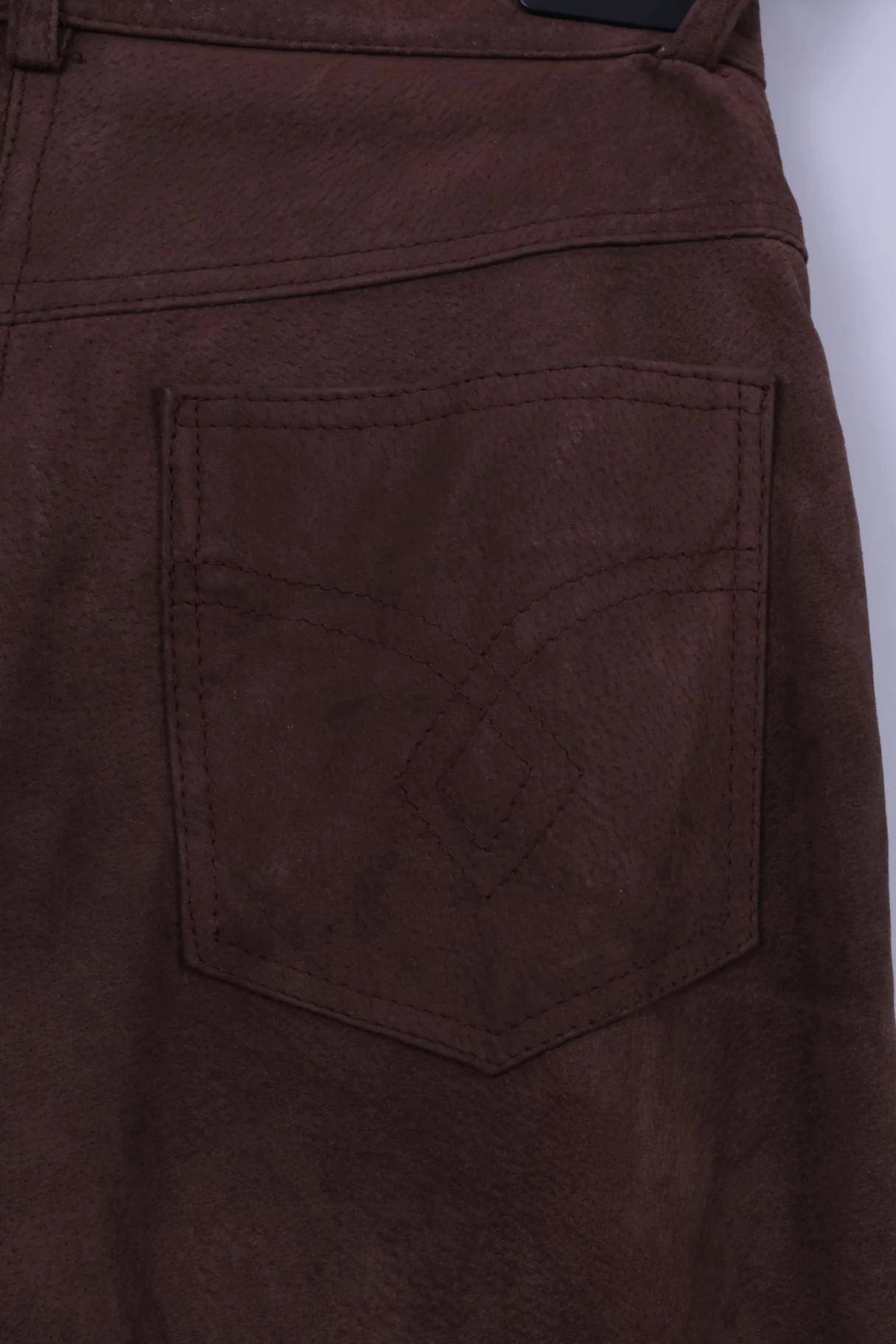 Style File Womens 10 S Trousers Brown 100% Leather Suede Retro High Waist Pants - Image 7