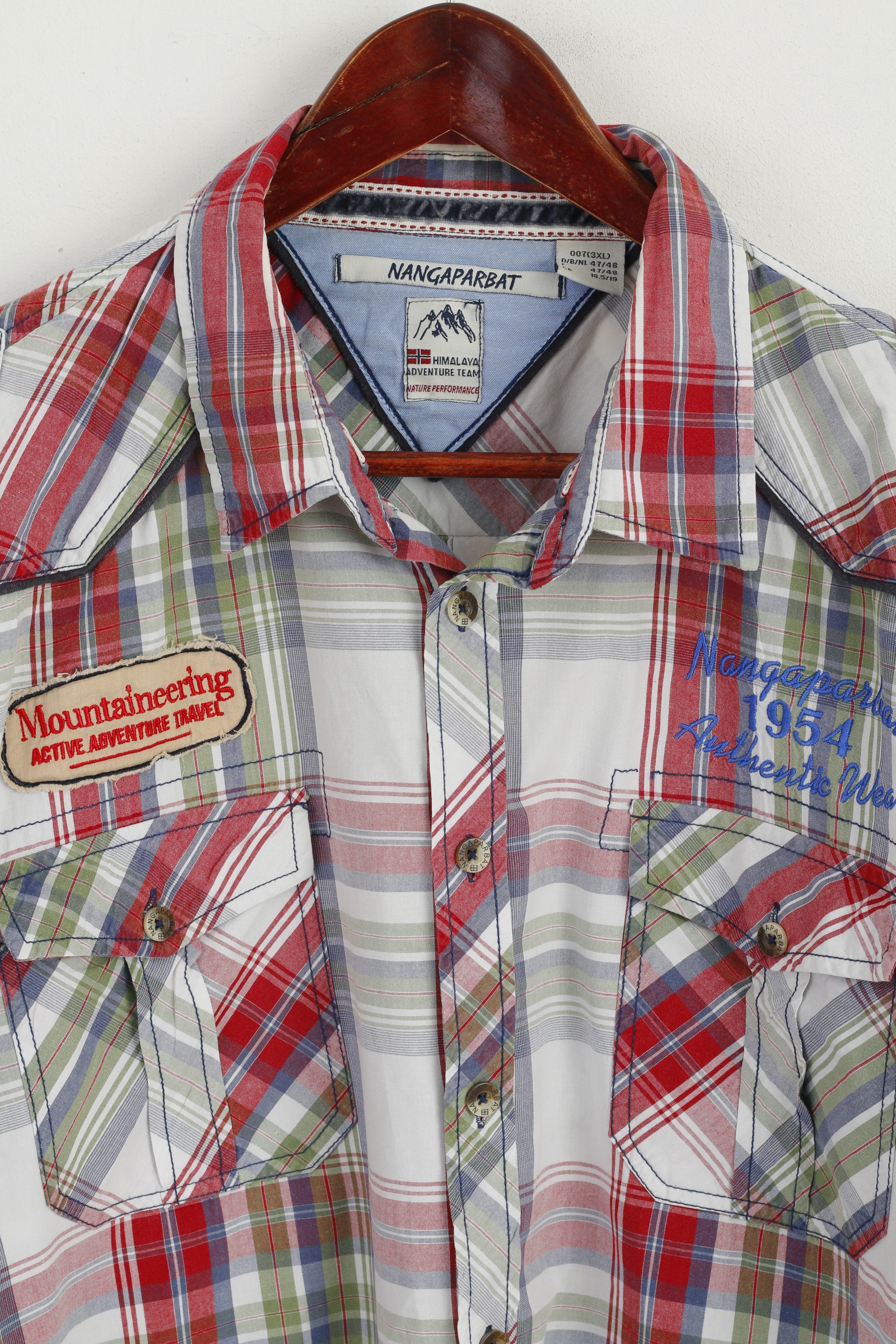 Nangaparbat Men 3XL Casual Shirt Multi Check Himalaya Adventure Long Sleeve Top - Image 2