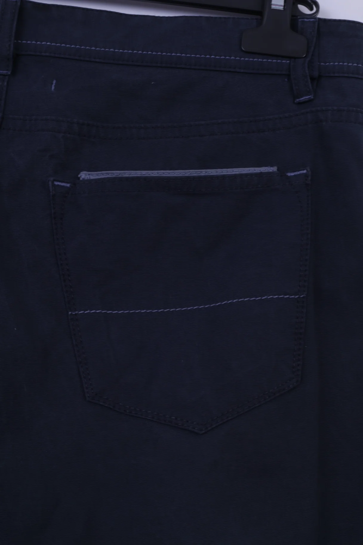 Thinple Mens 36 Trousers Navy Cotton Lycra Blend Classic Straight Leg Pants - Image 5