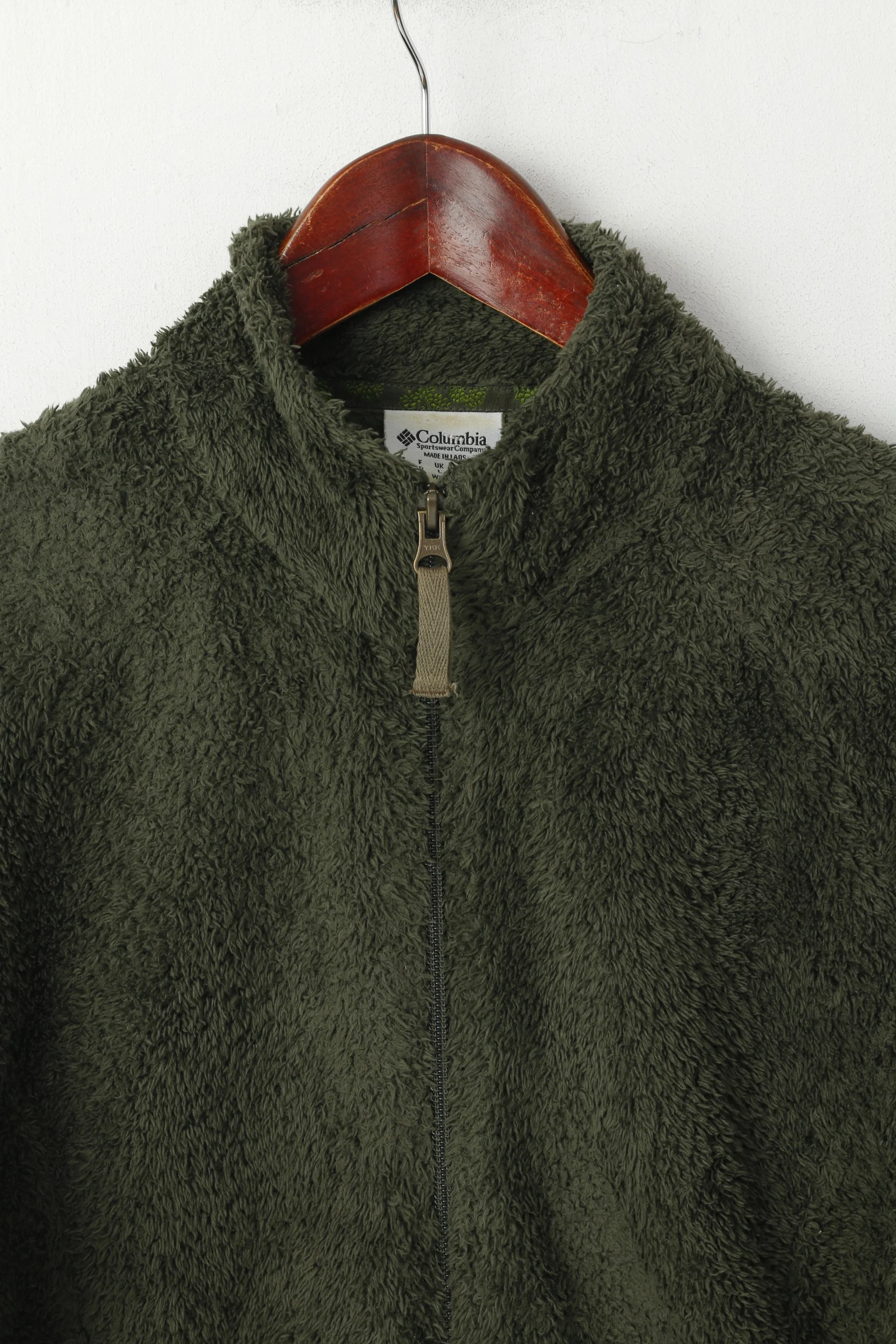 Columbia Women L (M) Fleece Top Green Sportswear Fuzzy Soft Full Zipper Top - Image 2