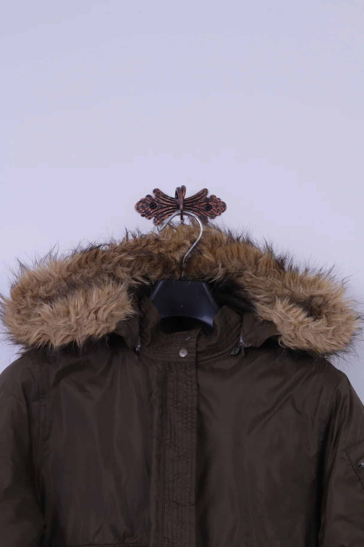 Rainbow West Womens M Jacket Shiny Brown Nylon Hooded Retro Padded Bomber - Image 2