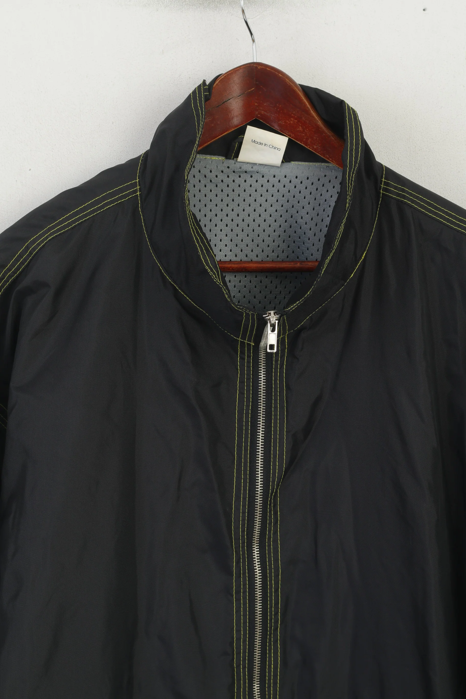 Etirel Men L Long Jacket Black Nylon Waterproof Full Zipper Rainproof Vintage Top - Image 2
