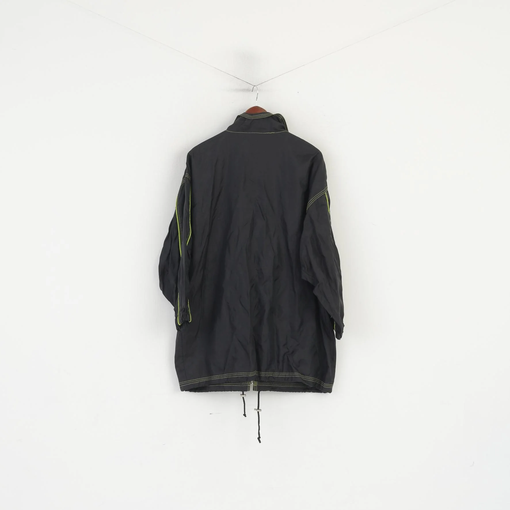 Etirel Men L Long Jacket Black Nylon Waterproof Full Zipper Rainproof Vintage Top - Image 6