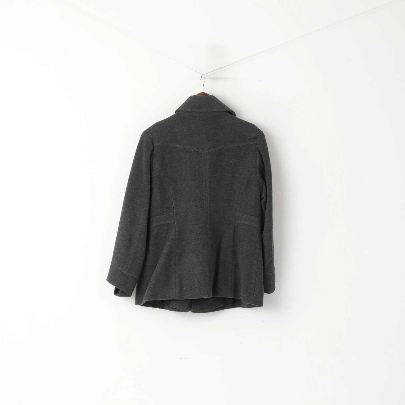 s. Oliver Women 42 L Pea Coat Gray Wool Double Breasted Classic Jacket - Image 6