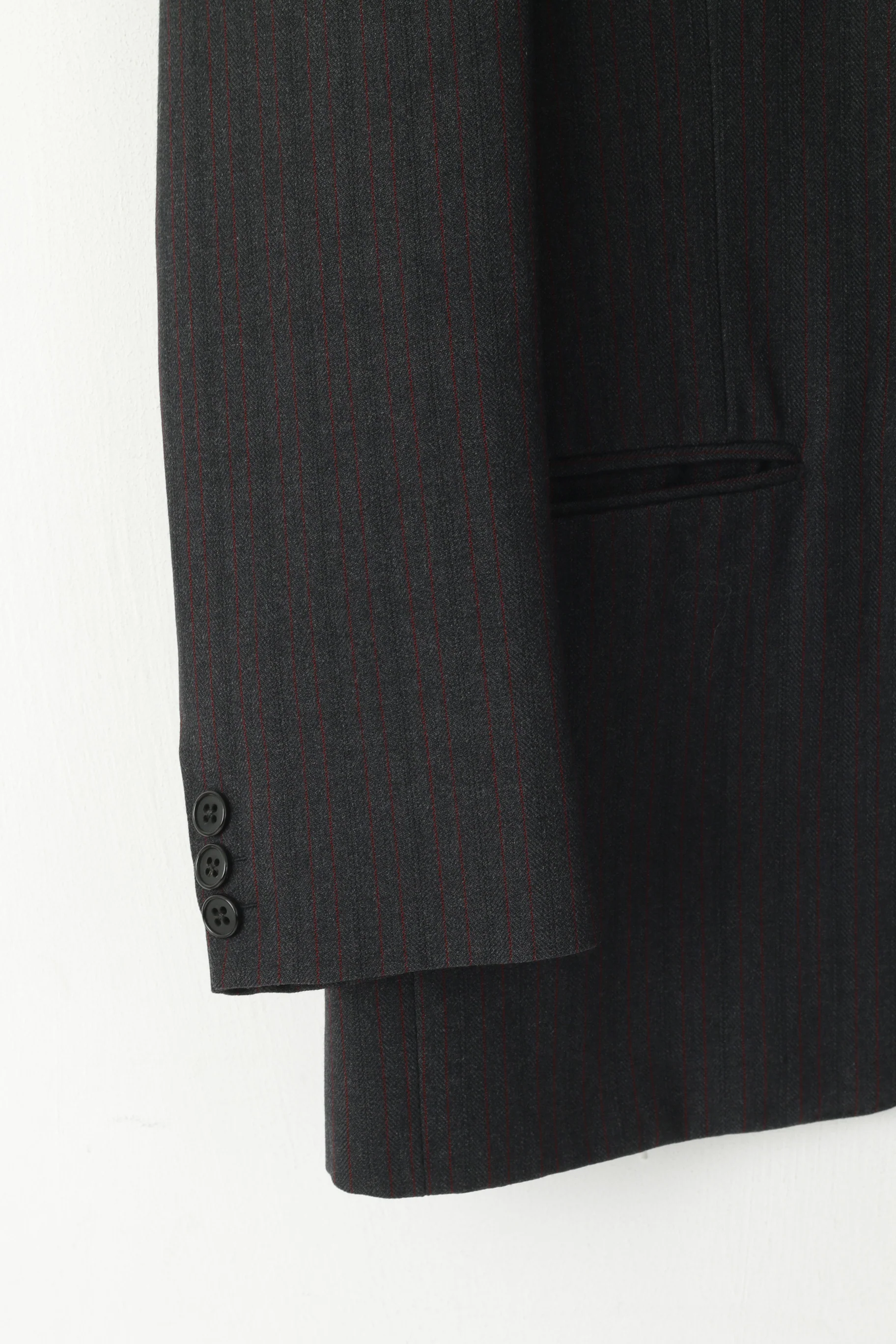 Aquascutum London Men 40 Blazer Grey Striped Wool Alfred Sayers Single Breasted Jacket - Image 3