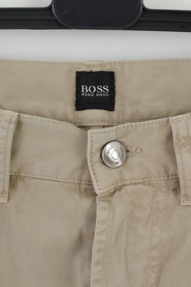Hugo Boss Mens 32 / 32 Trousers Beige Cotton Arkansas Vintage Classic Pants - Image 3