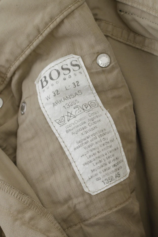 Hugo Boss Mens 32 / 32 Trousers Beige Cotton Arkansas Vintage Classic Pants - Image 4