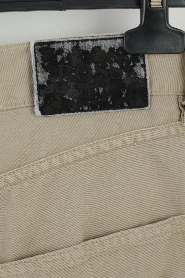 Hugo Boss Mens 32 / 32 Trousers Beige Cotton Arkansas Vintage Classic Pants - Image 5