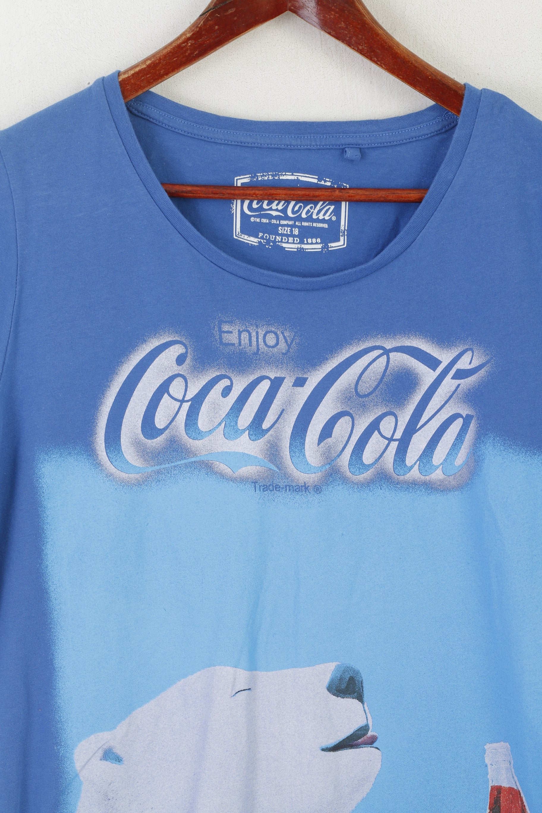 George Women 18 46 XL Shirt Blue Cotton Coca Cola Winter Bear Sport Top - Image 2