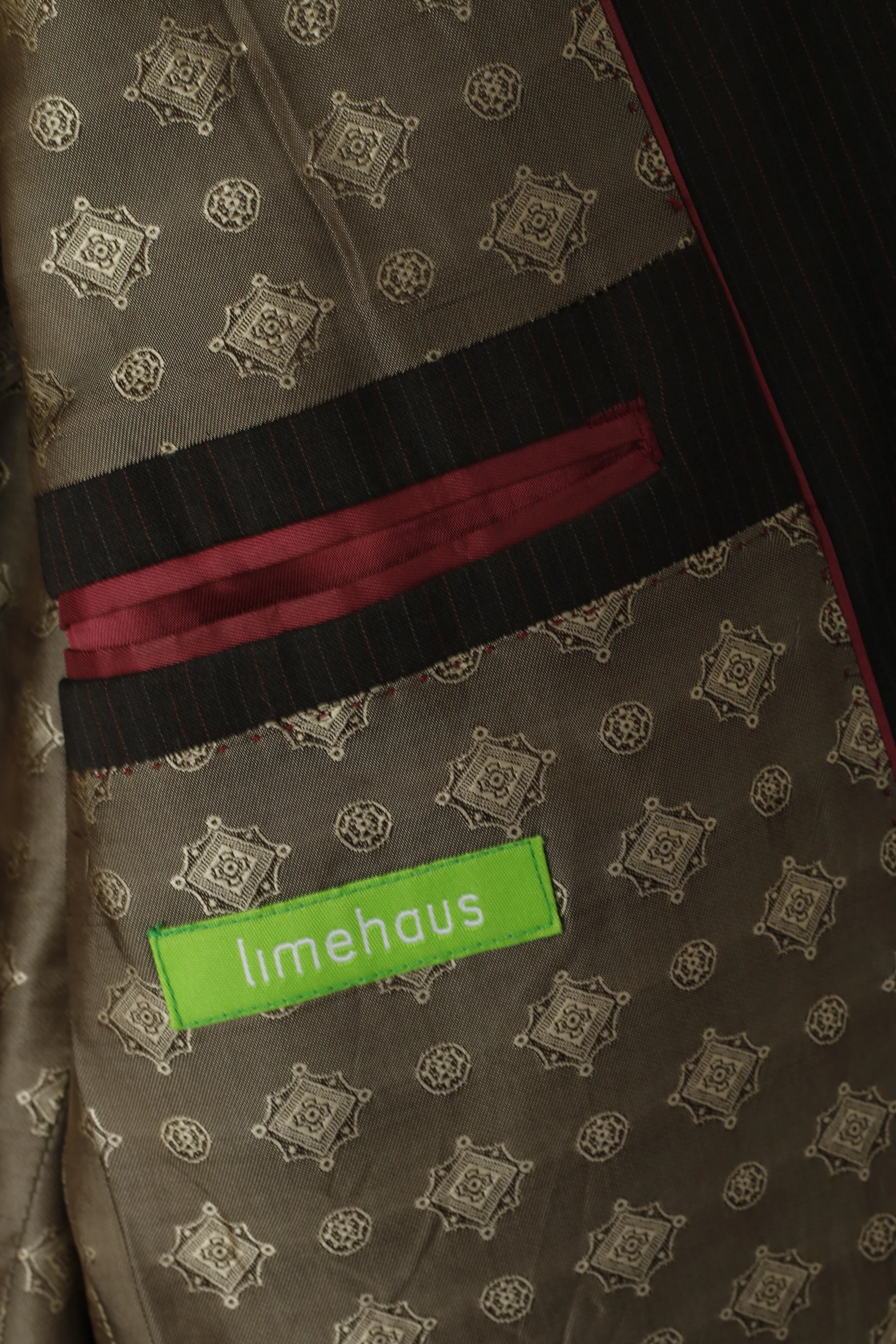 Limehaus Men 42 52 Blazer Brown Striped Wool Long Single Breasted Jacket - Image 4