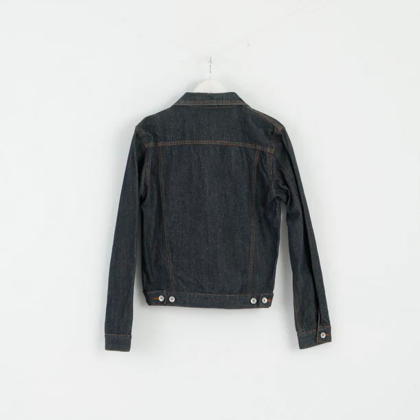 DKNY Jeans Women M Jacket Navy Denim Cotton Classic Jean Top - Image 6